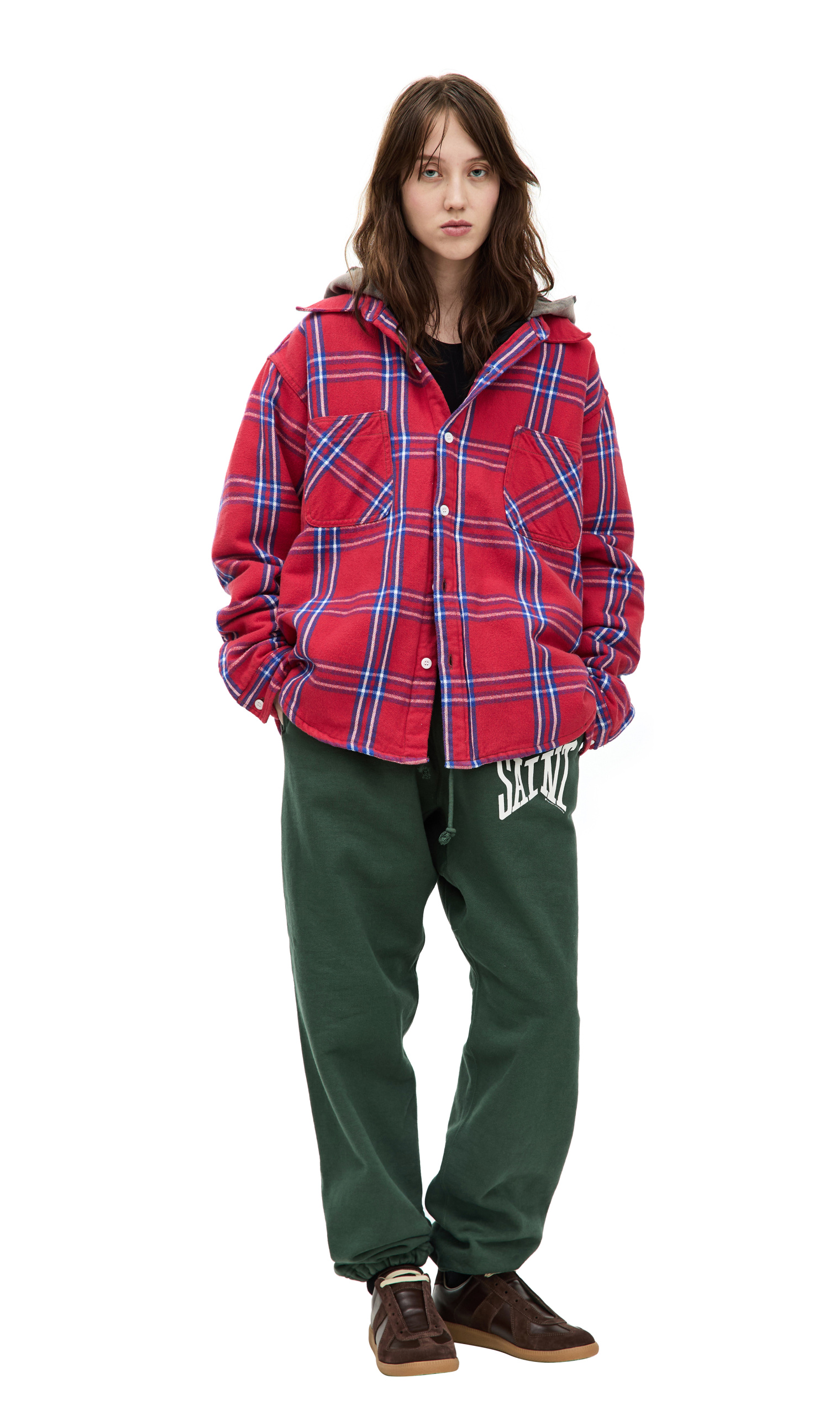 Saint Mxxxxxx Hooded plaid shirt