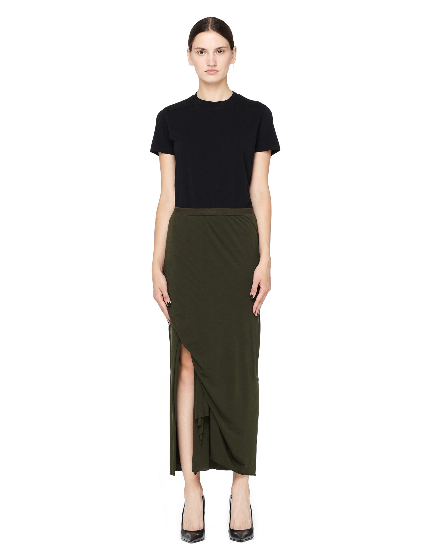 Rick Owens Lilies Юбка цвета хаки с вырезом