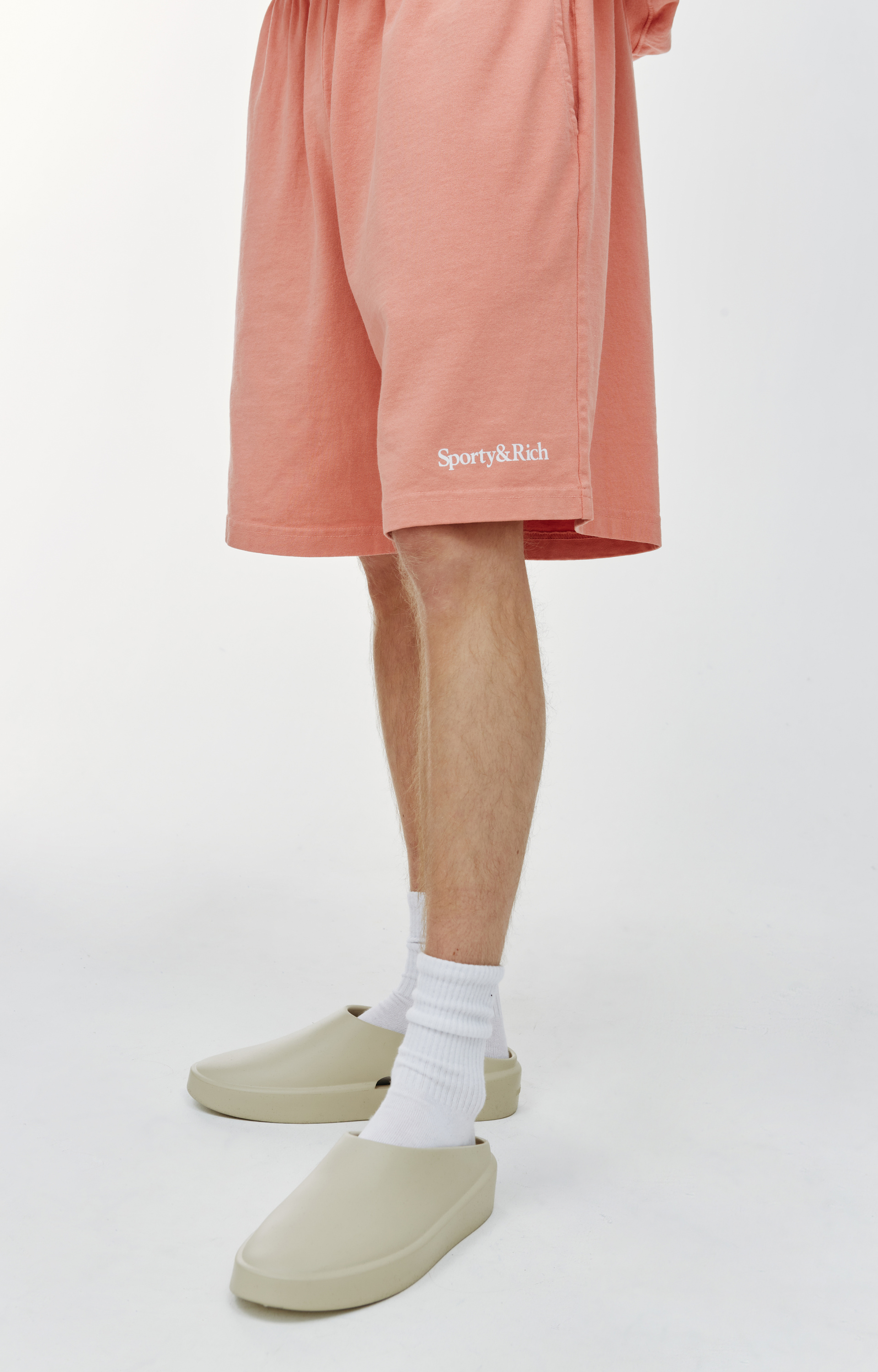 SPORTY & RICH Serif Logo Gym Shorts