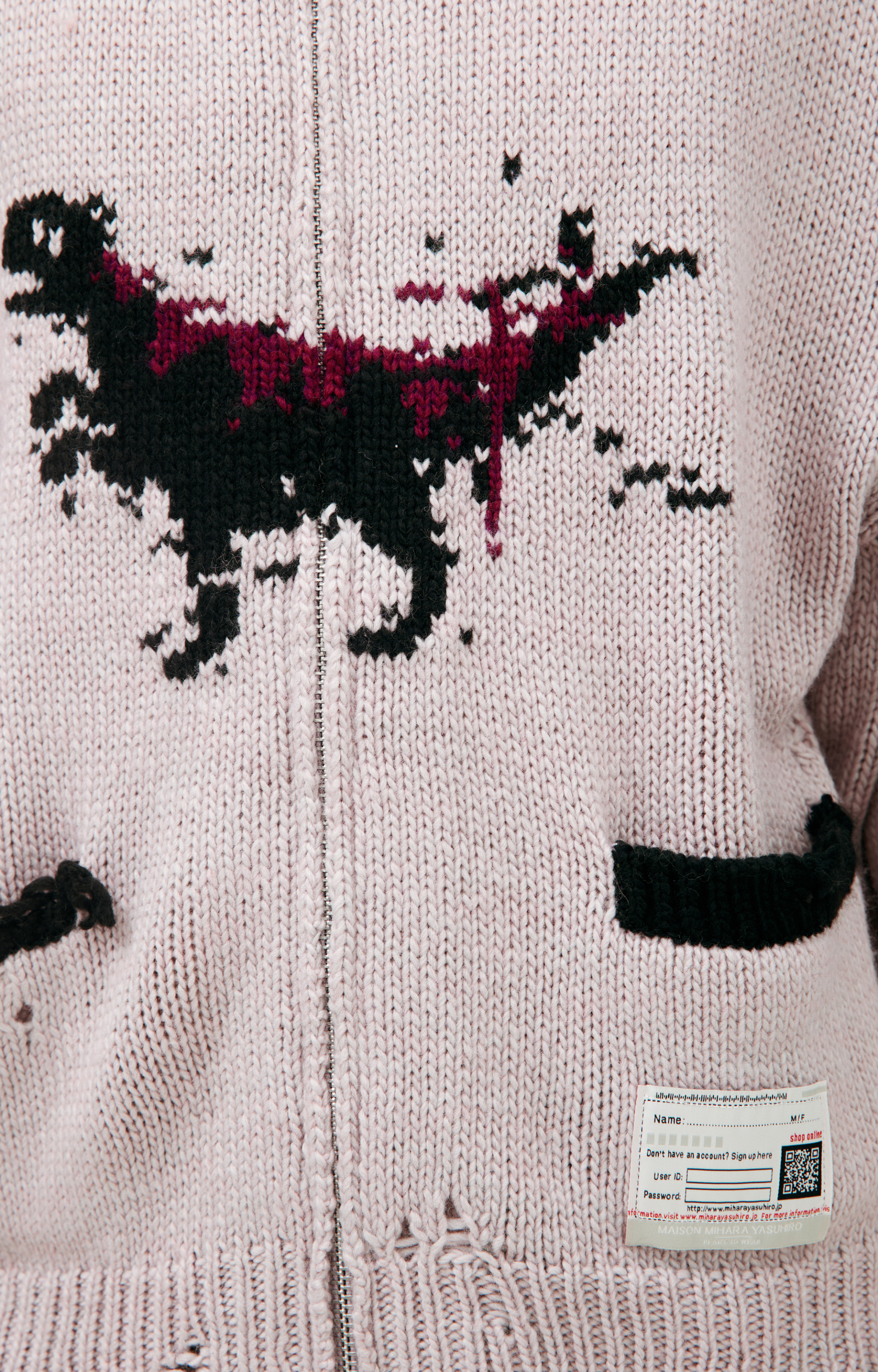 Maison Mihara Yasuhiro \'Dinosaur-intarsia\' knitted cardigan