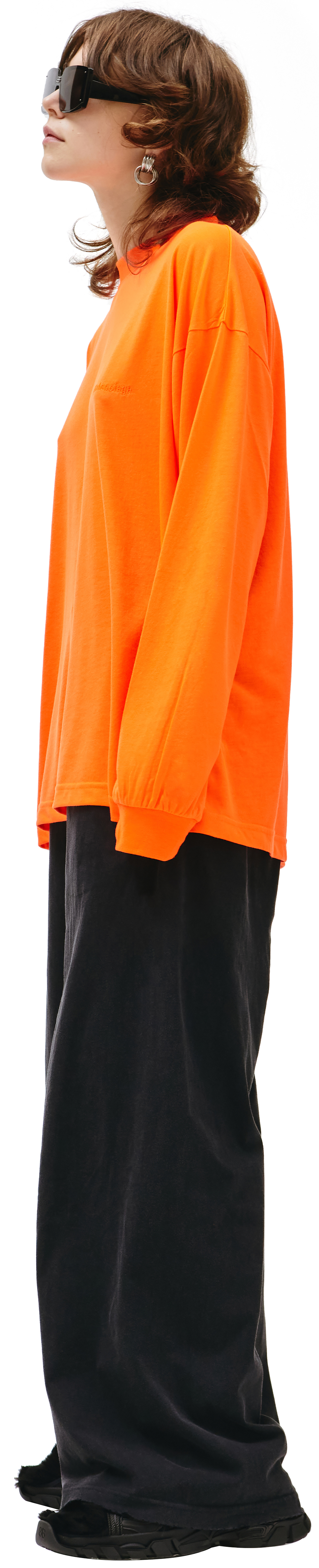 Balenciaga Orange Longsleeve with embroidered logo