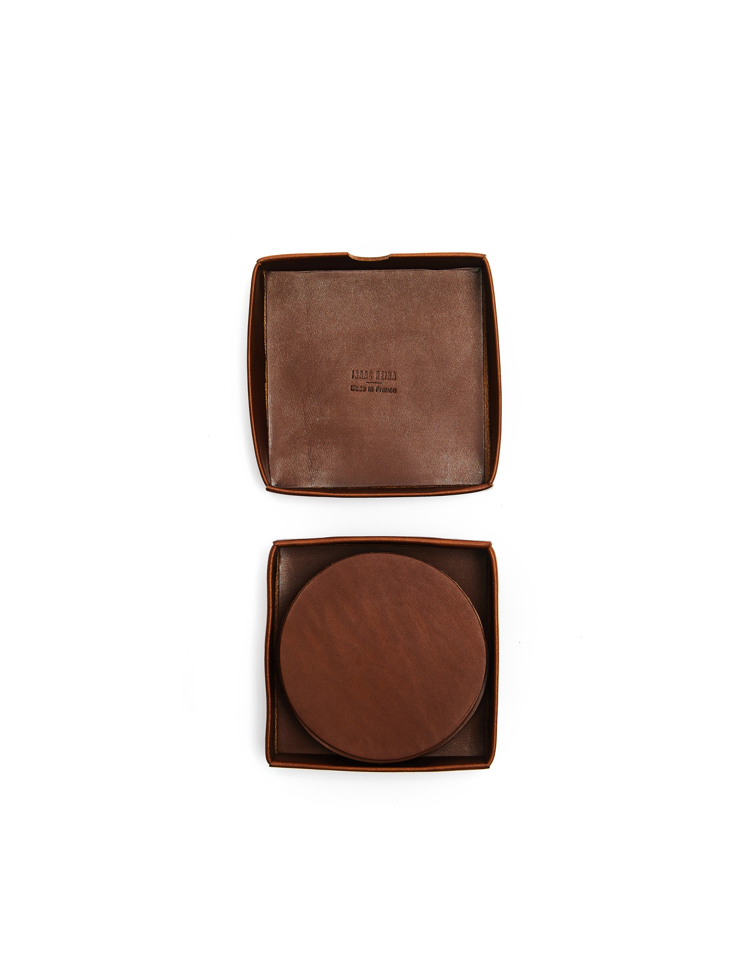 Isaac Reina Leather Coasters In Box