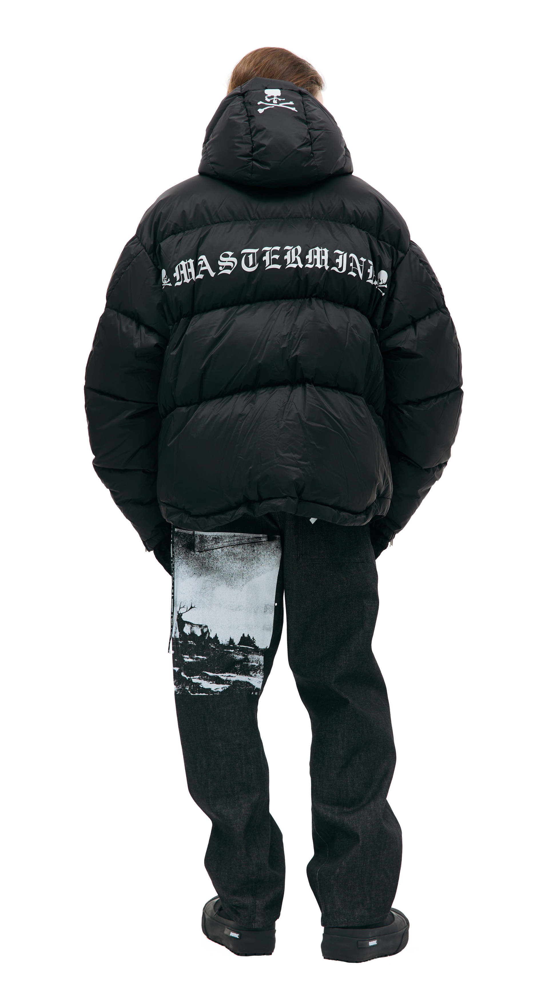 Mastermind WORLD Black logo down jacket