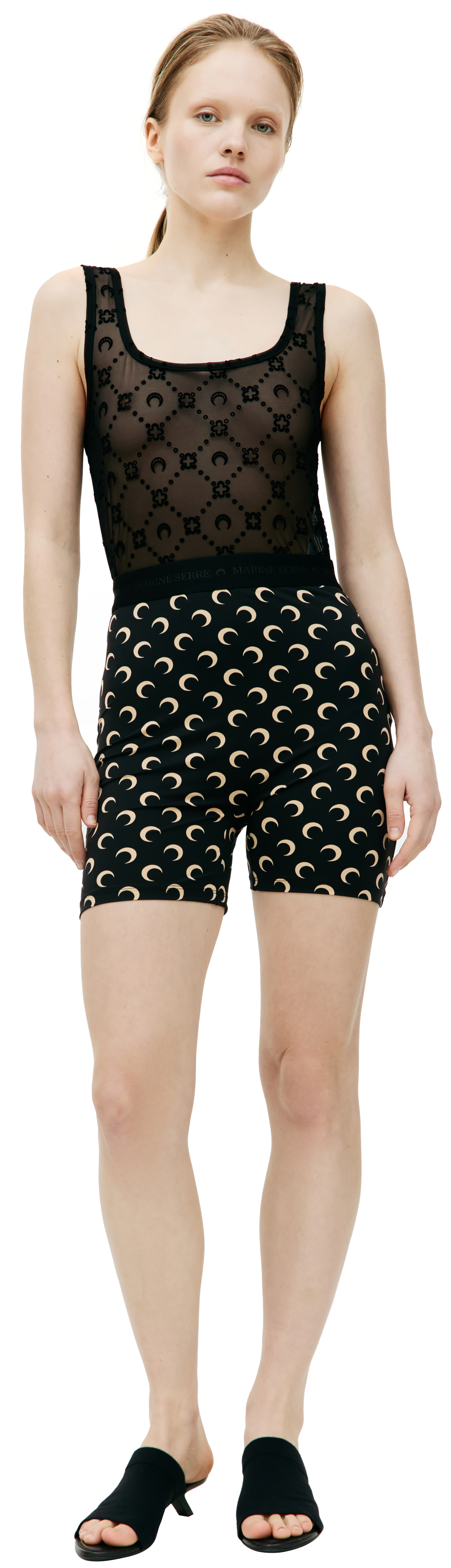 MARINE SERRE Black moonogram bodysuit