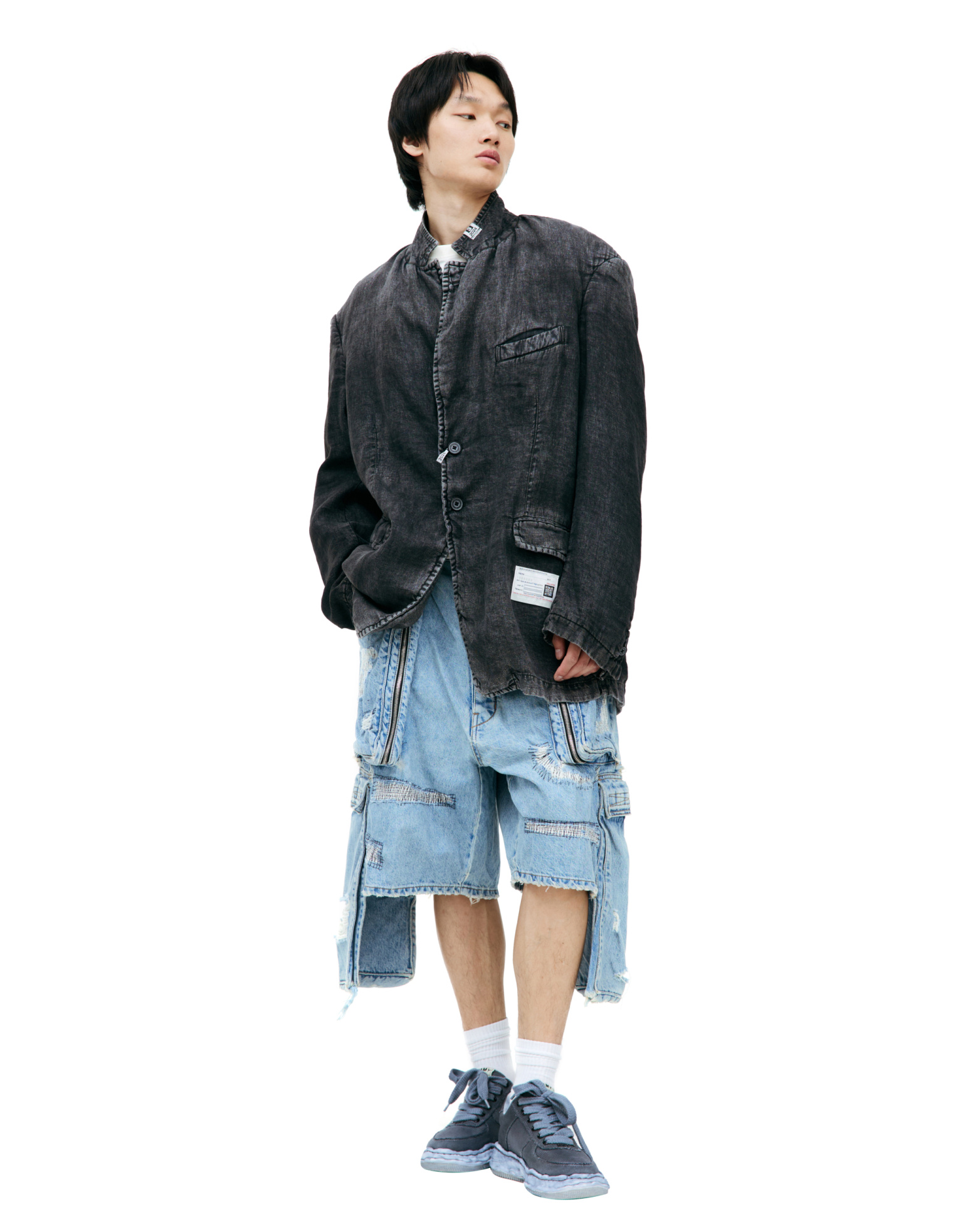 Maison Mihara Yasuhiro Faded effect linen blazer