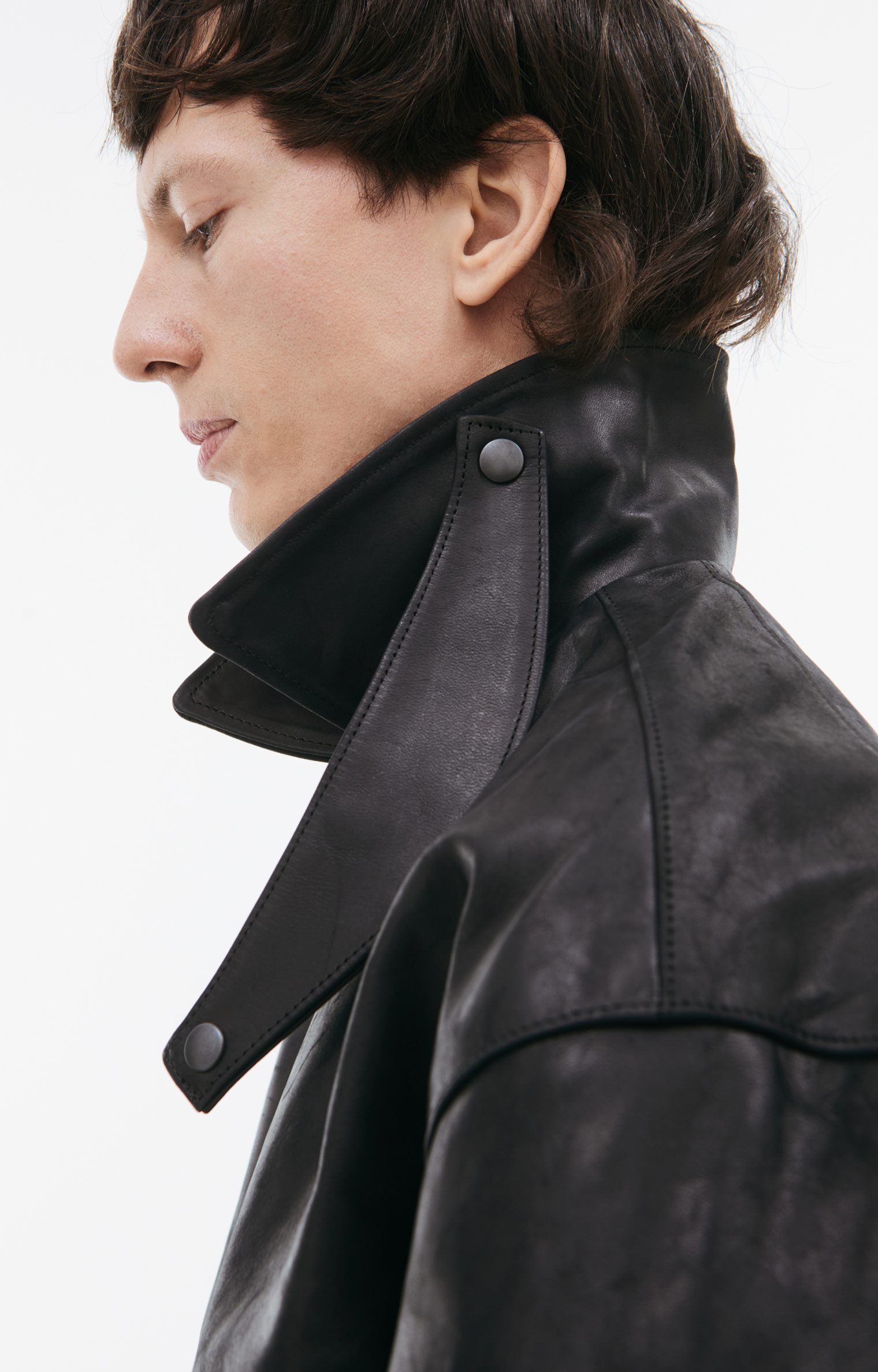 The Viridi-Anne Leather jacket with collar