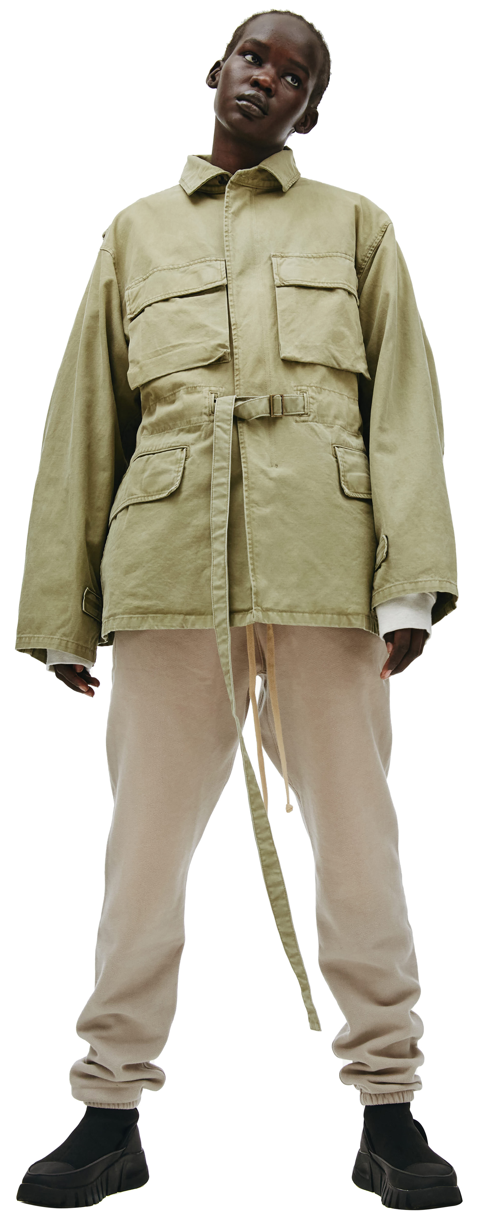 Fear of God Belted Cotton Jacket In Army