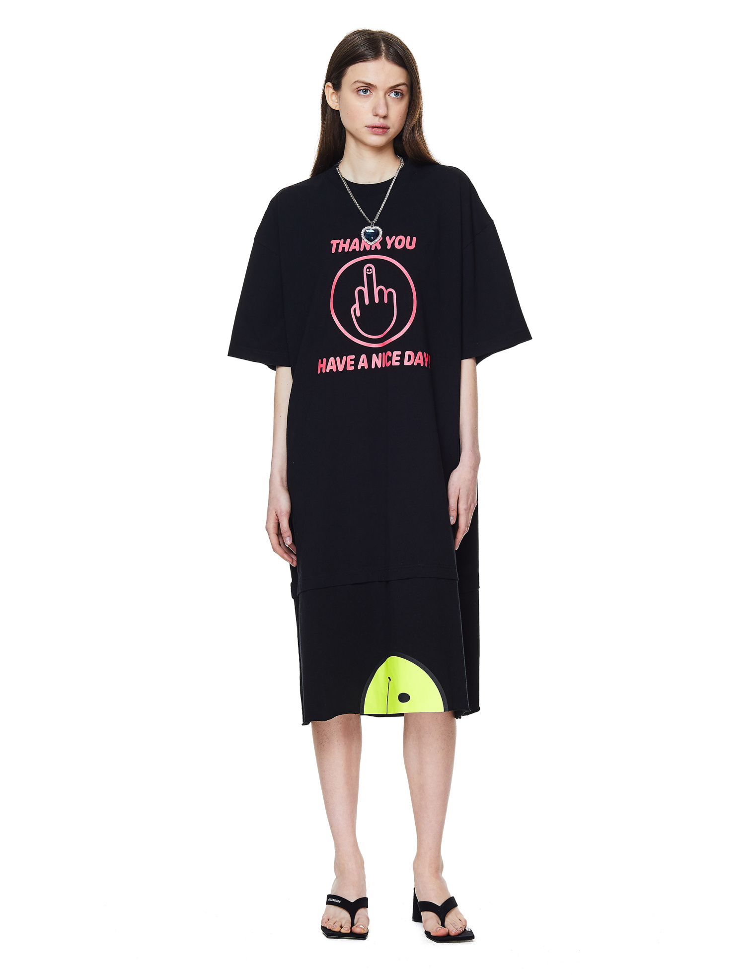 VETEMENTS Черное платье-футболка с принтом
