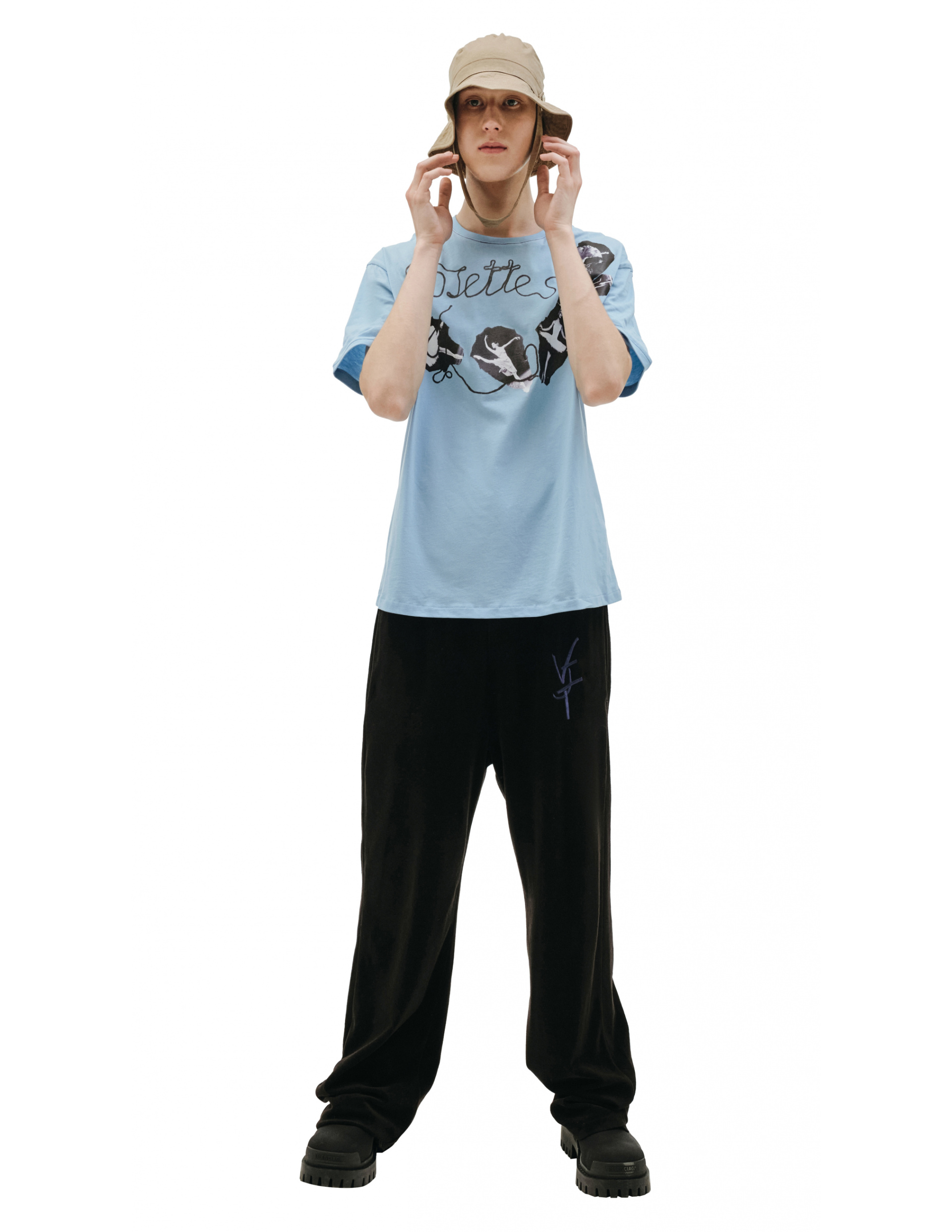Vojettes Blue Cotton Ballerina Print T-Shirt