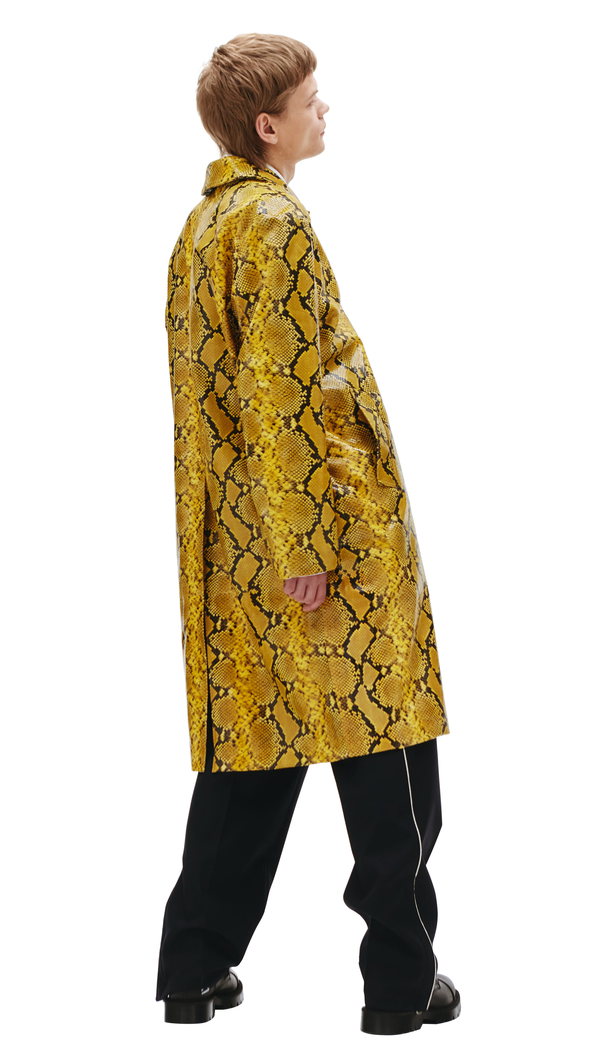 VETEMENTS Yellow Python Leather Coat