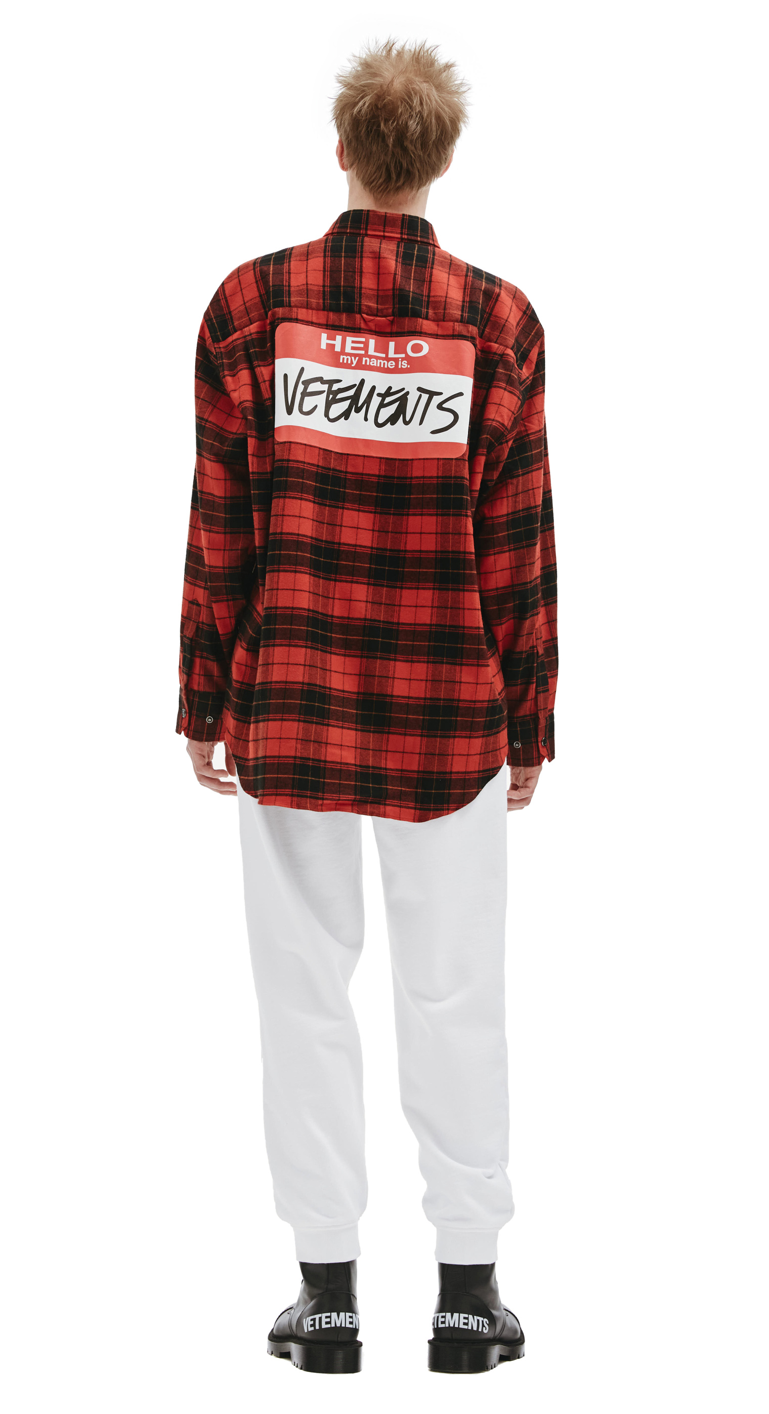 VETEMENTS Клетчатая оверсайз рубашка с логотипом
