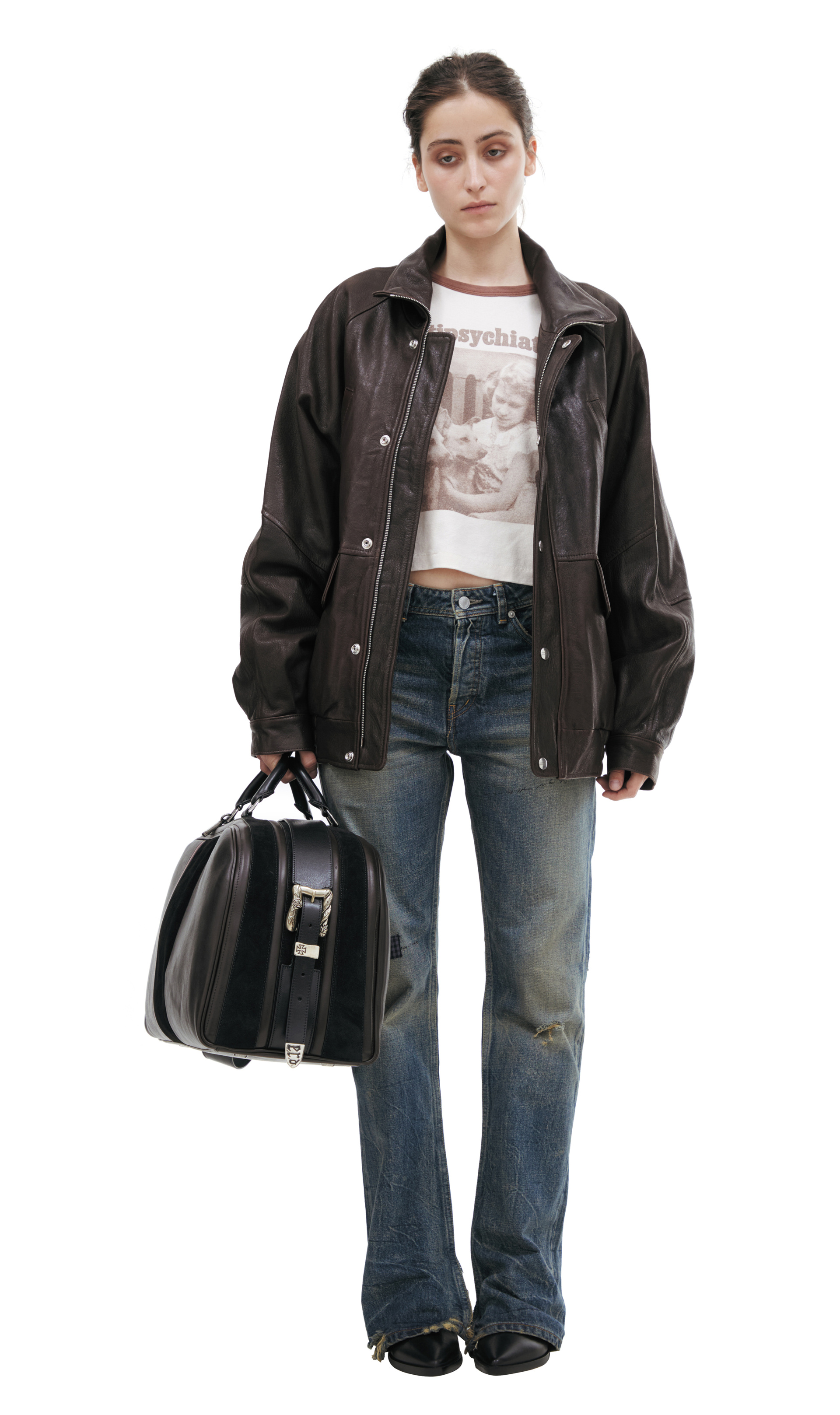 Enfants Riches Déprimés Leather jacket with a zipper