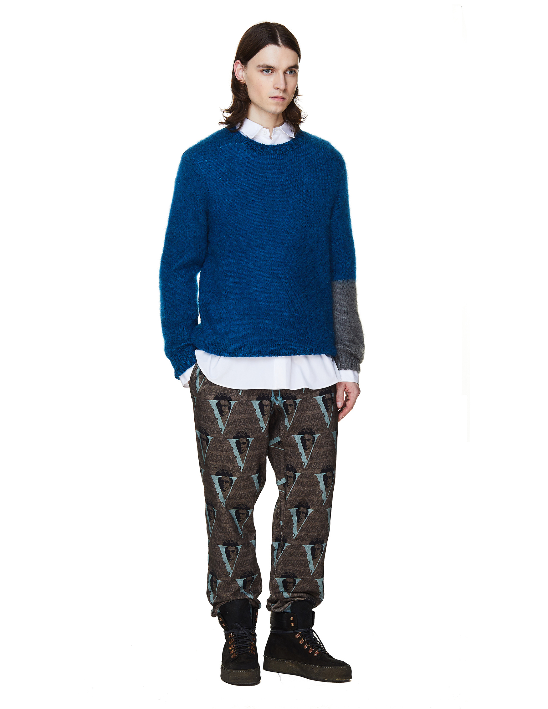 John Undercover Blue & Grey Mohair Sweater