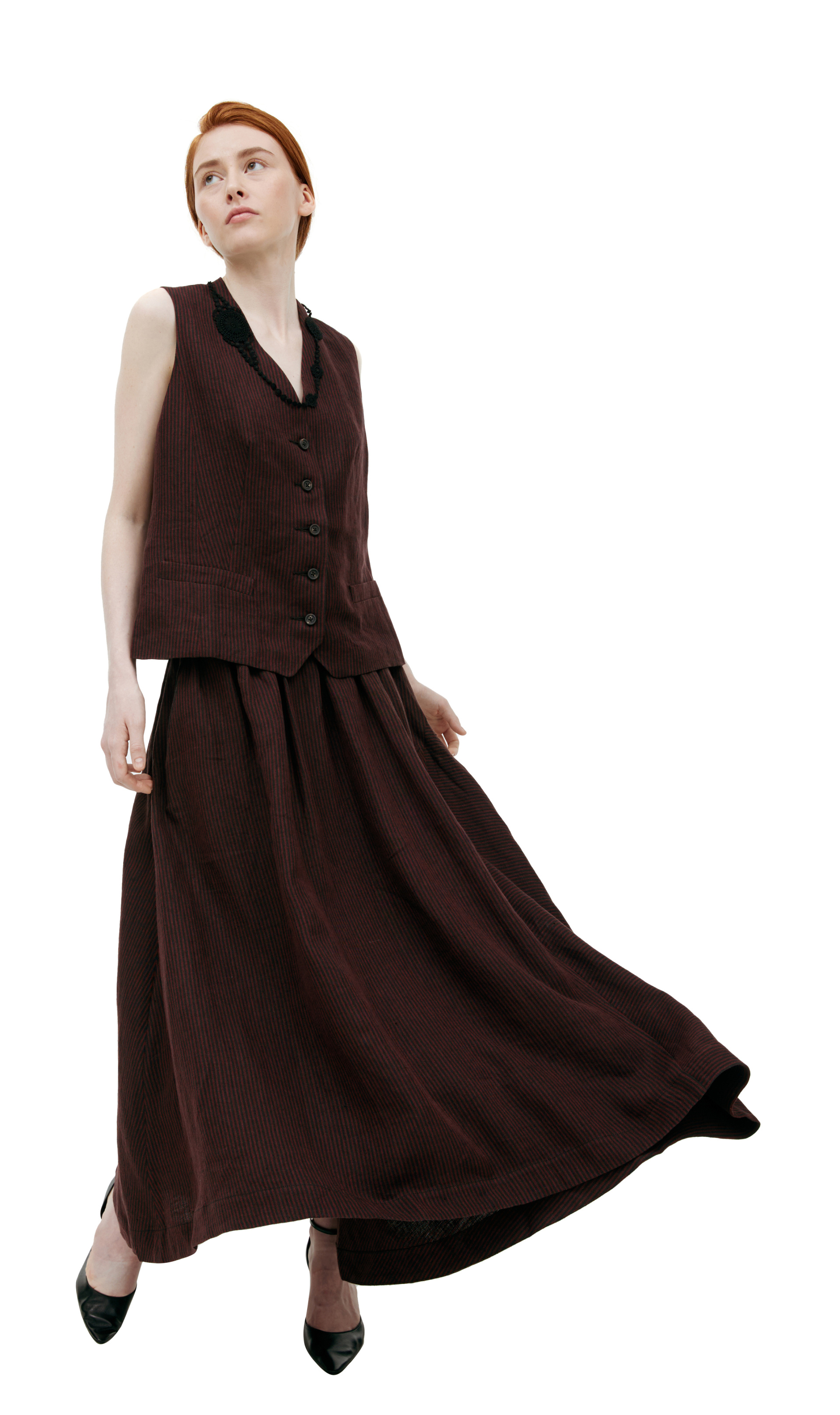 Ziggy Chen Striped midi skirt