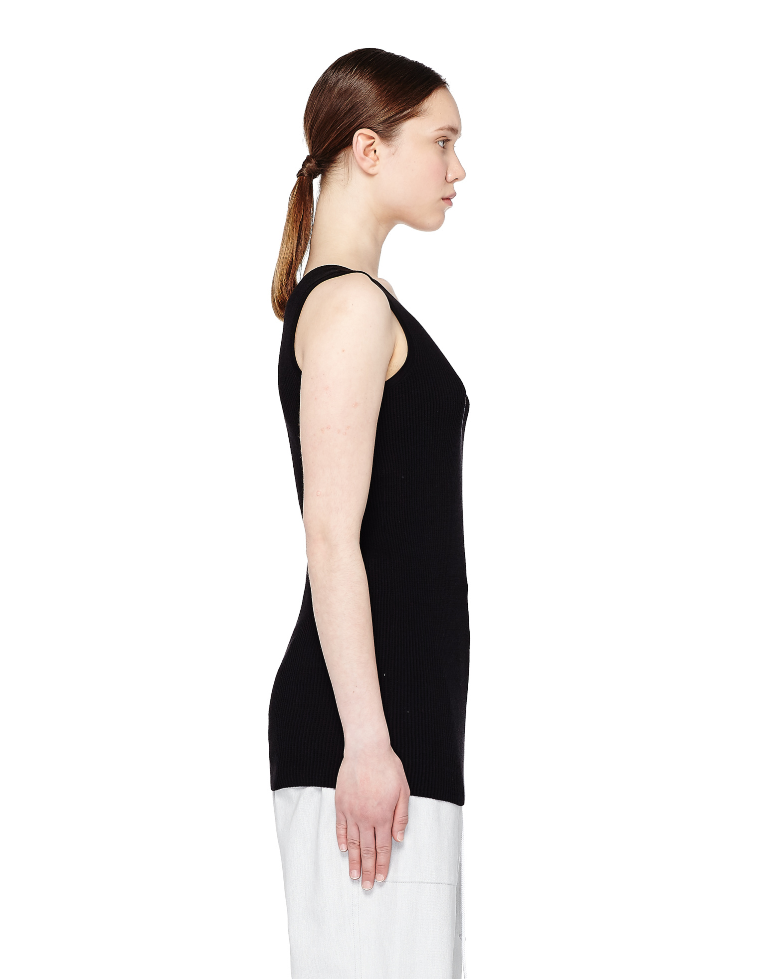 Ann Demeulemeester Черная майка в рубчик
