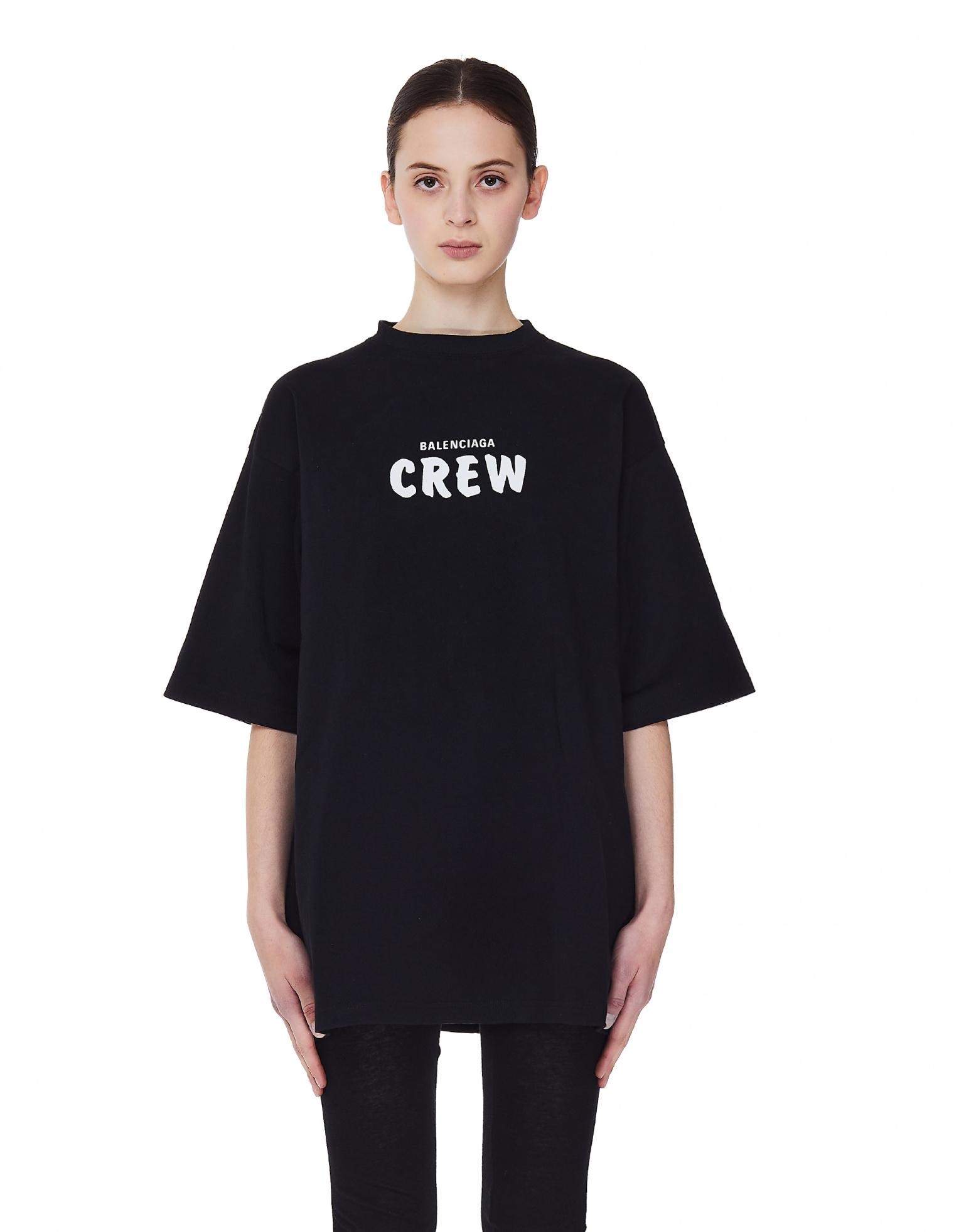 Buy Balenciaga women black cotton balenciaga crew t-shirt for €318 
