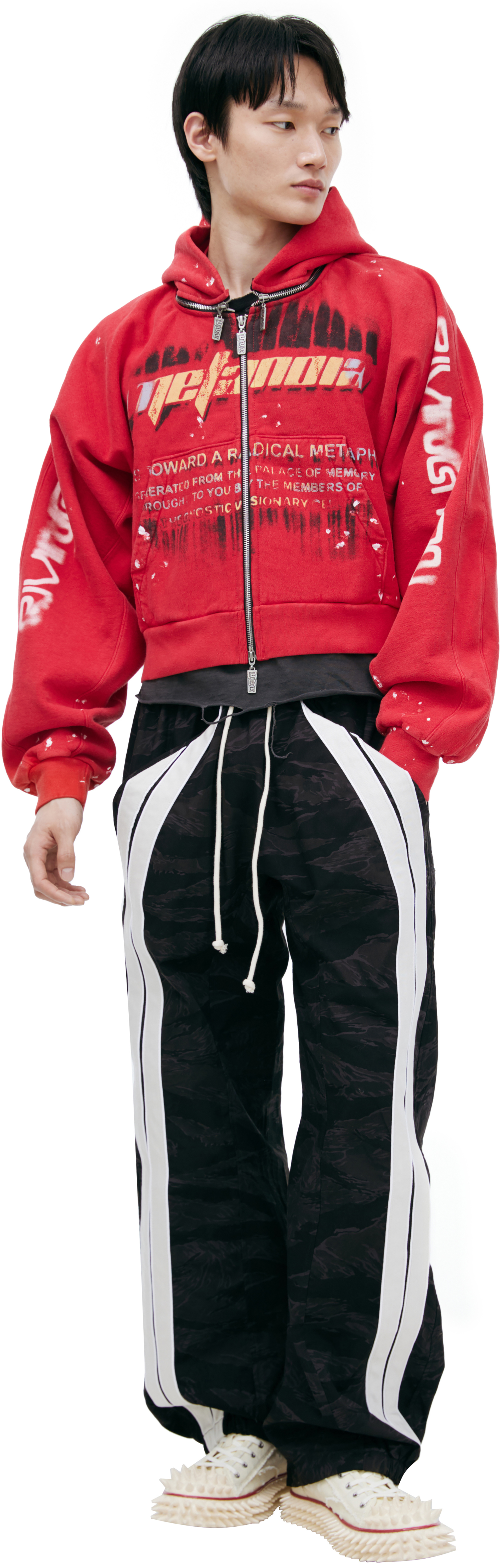 RRR123 Red zip-up hoodie