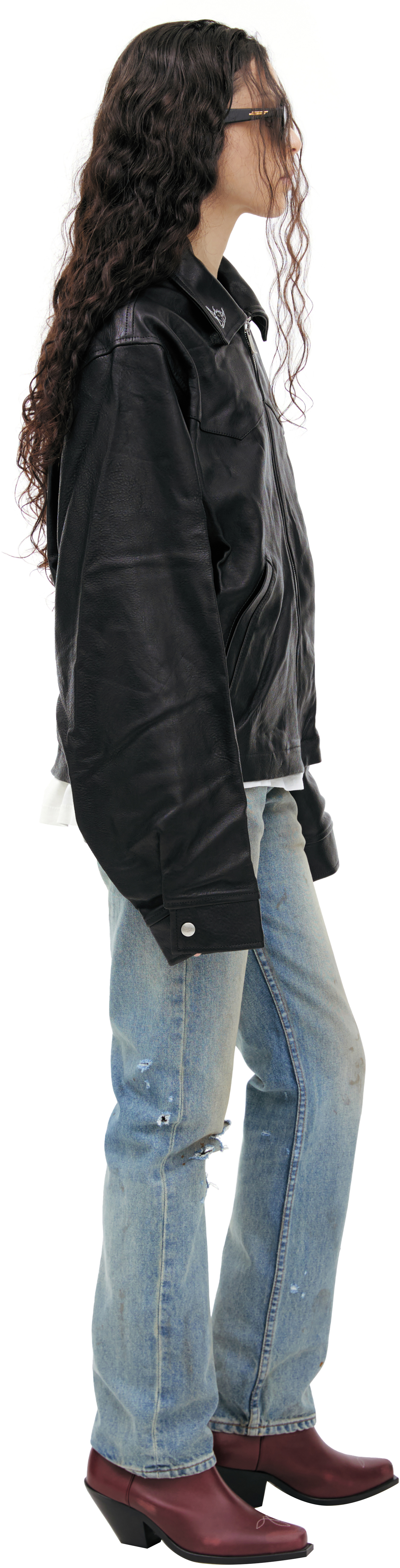 Enfants Riches Déprimés Leather Embroidered Jacket