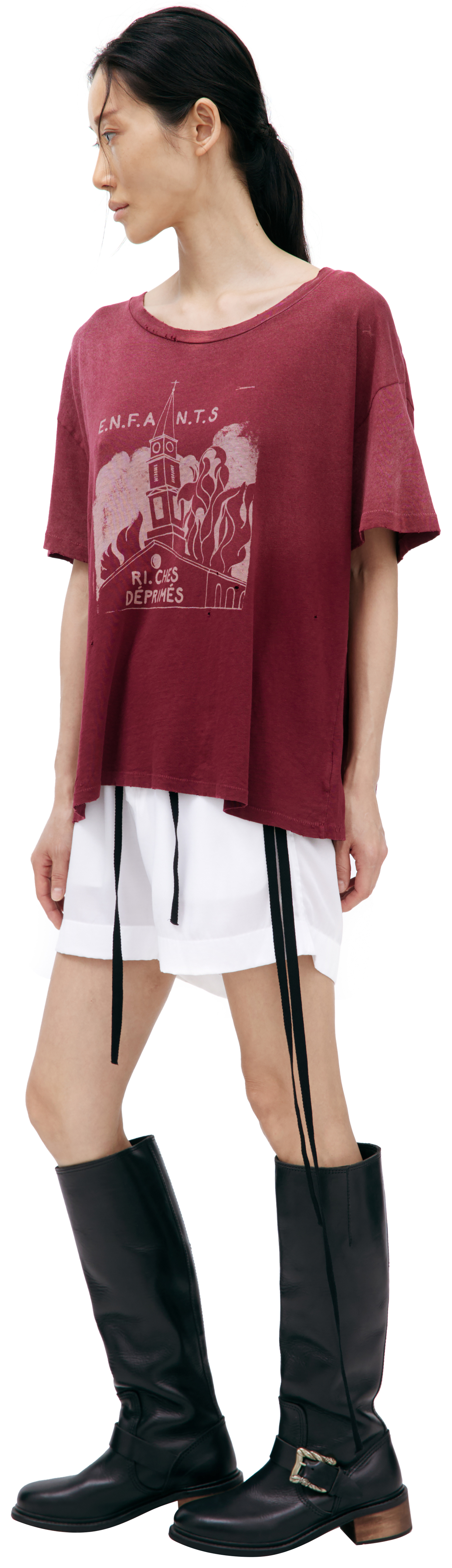 Enfants Riches Déprimés Burgundy T-shirt with print