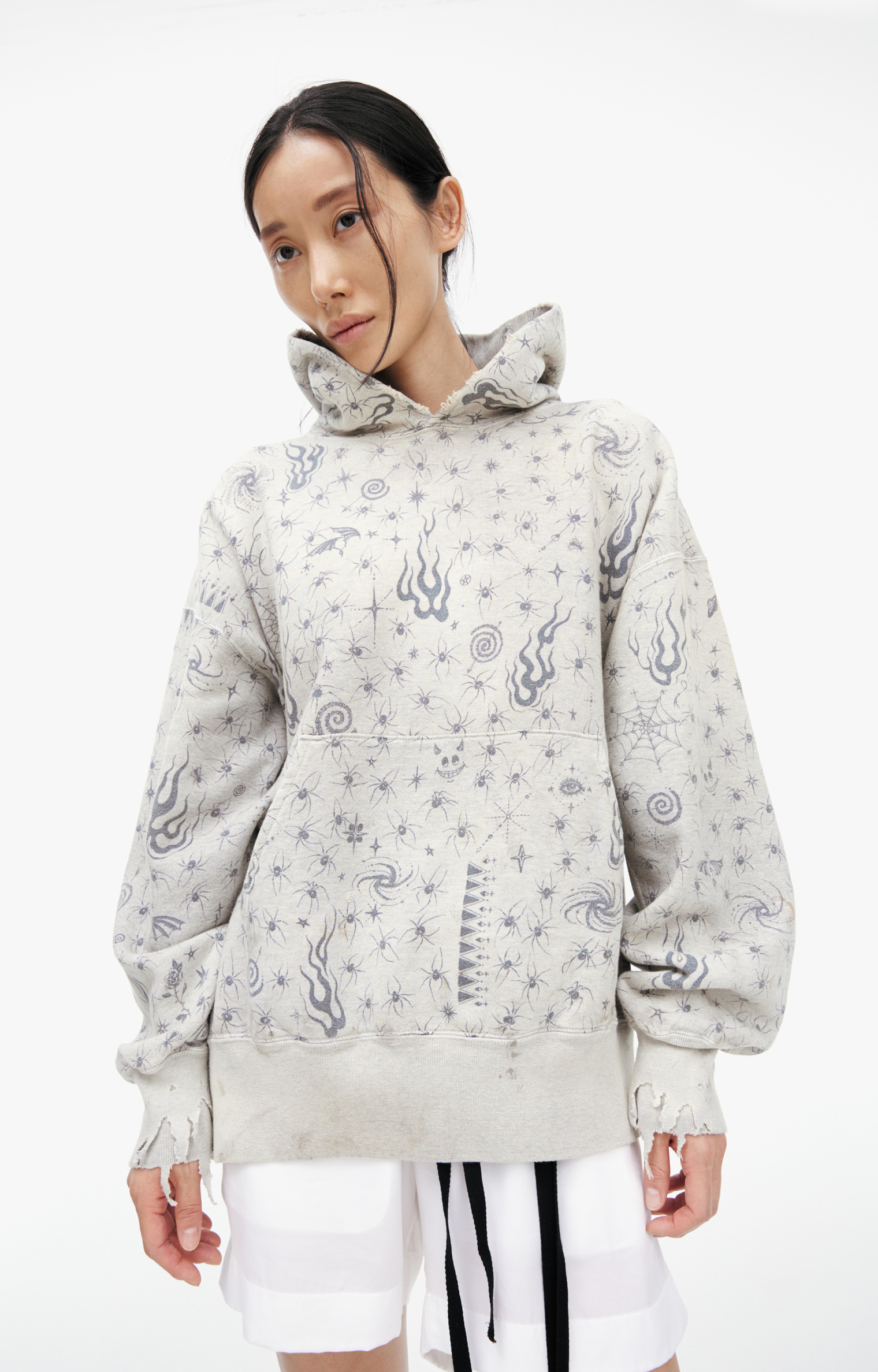 Saint Mxxxxxx Grey print hoodie