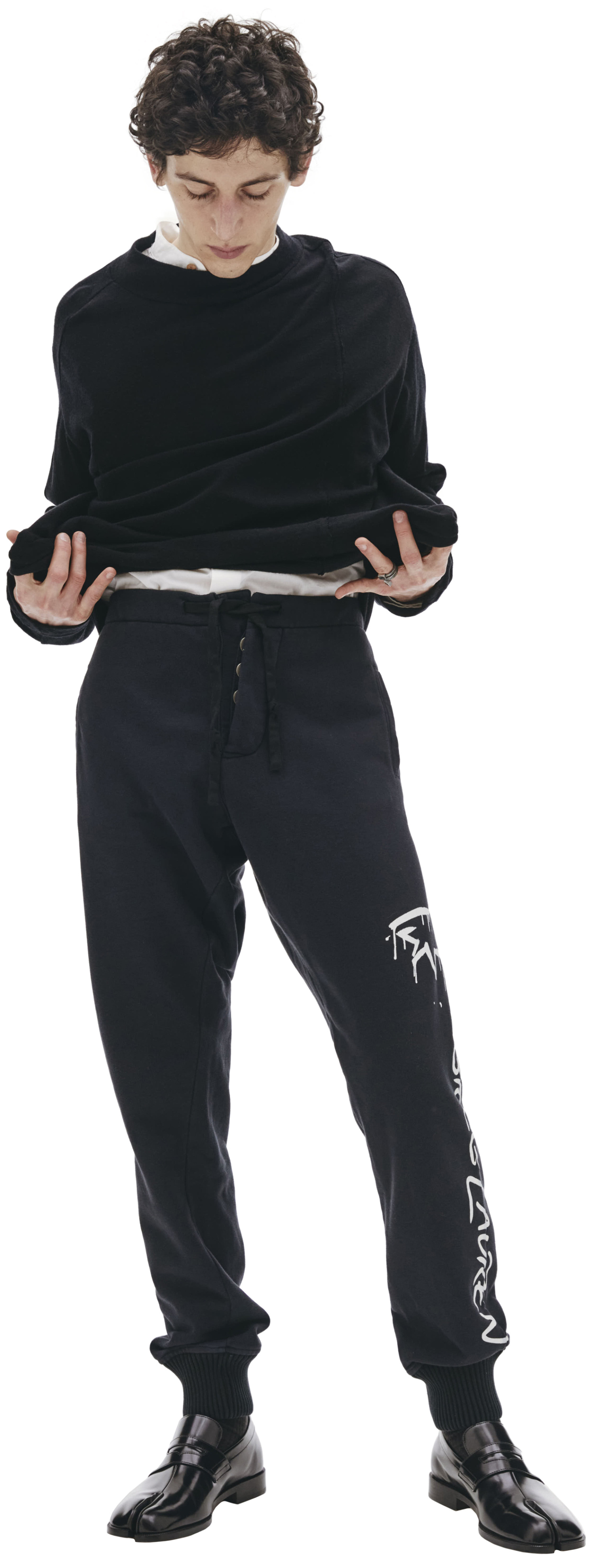 Greg Lauren Paul Shark Cotton Printed Trousers