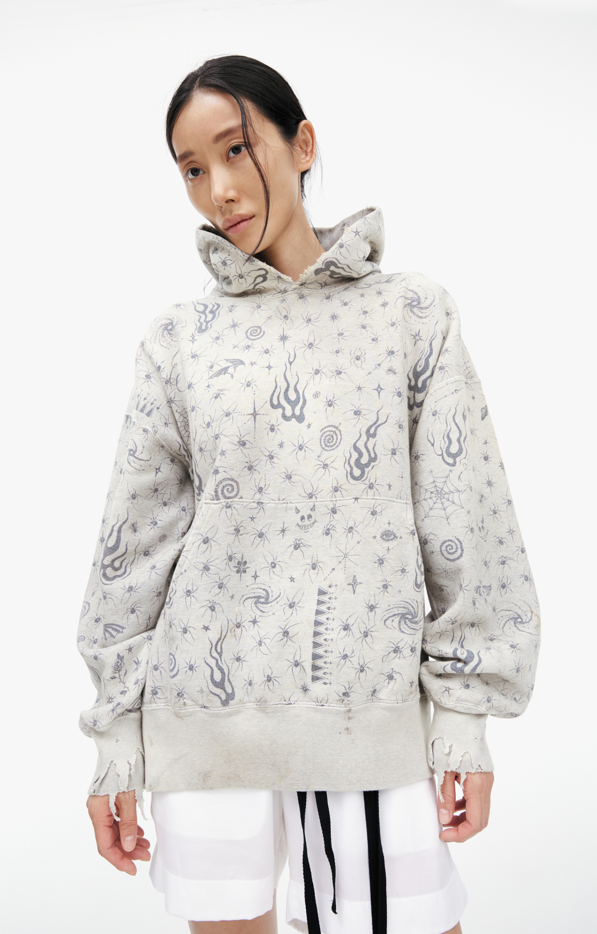 Saint Mxxxxxx Grey monoprint hoodie