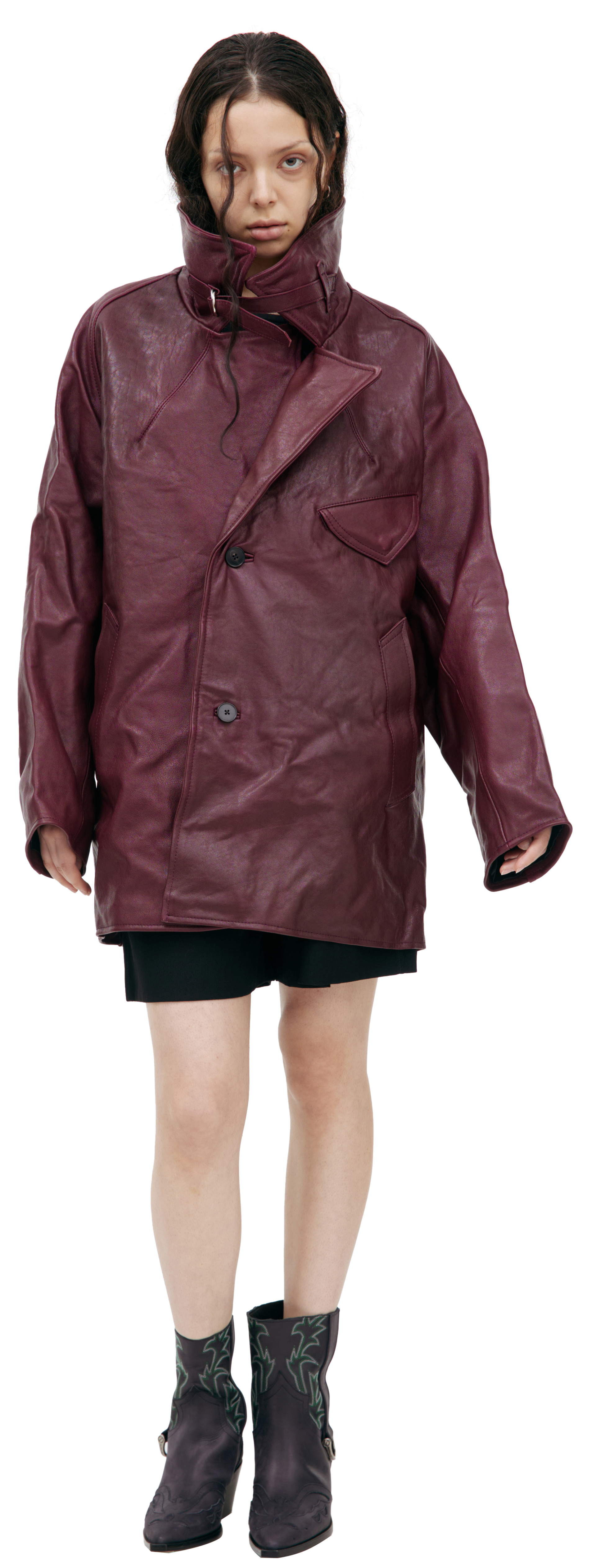 Enfants Riches Déprimés Burgundy leather jacket