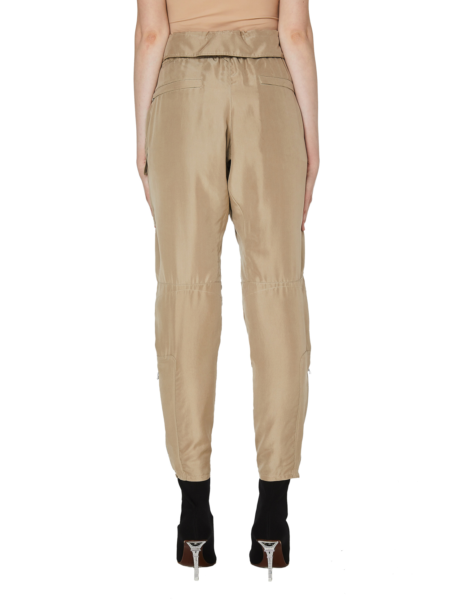 Faith Connexion Beige Silk Cargo Trousers