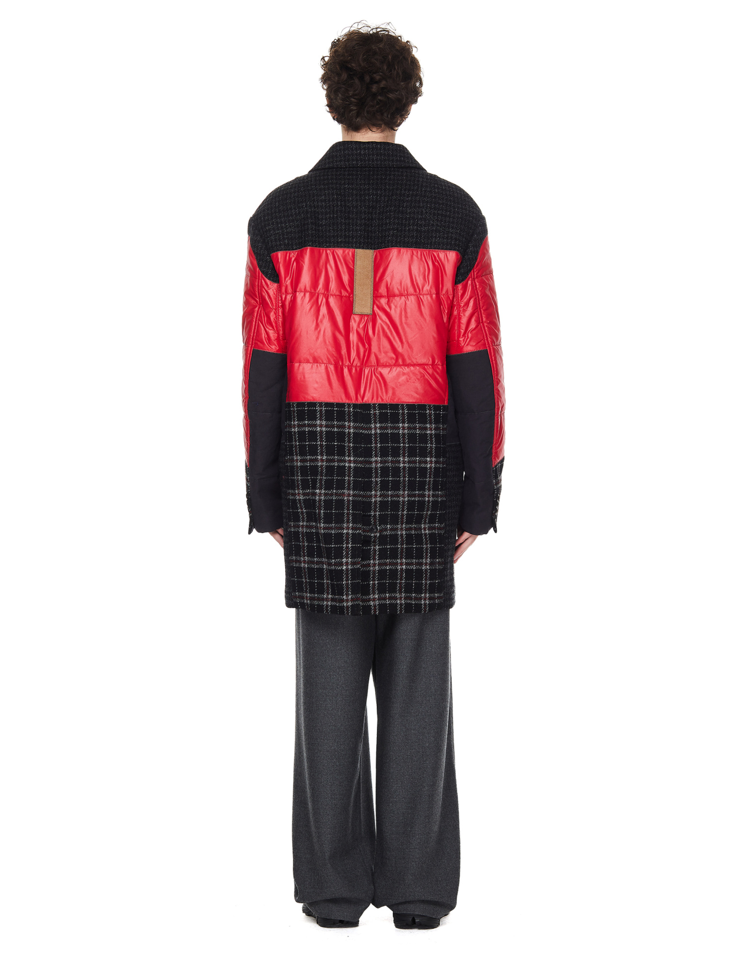 Junya Watanabe Клетчатое пальто с красной вставкой