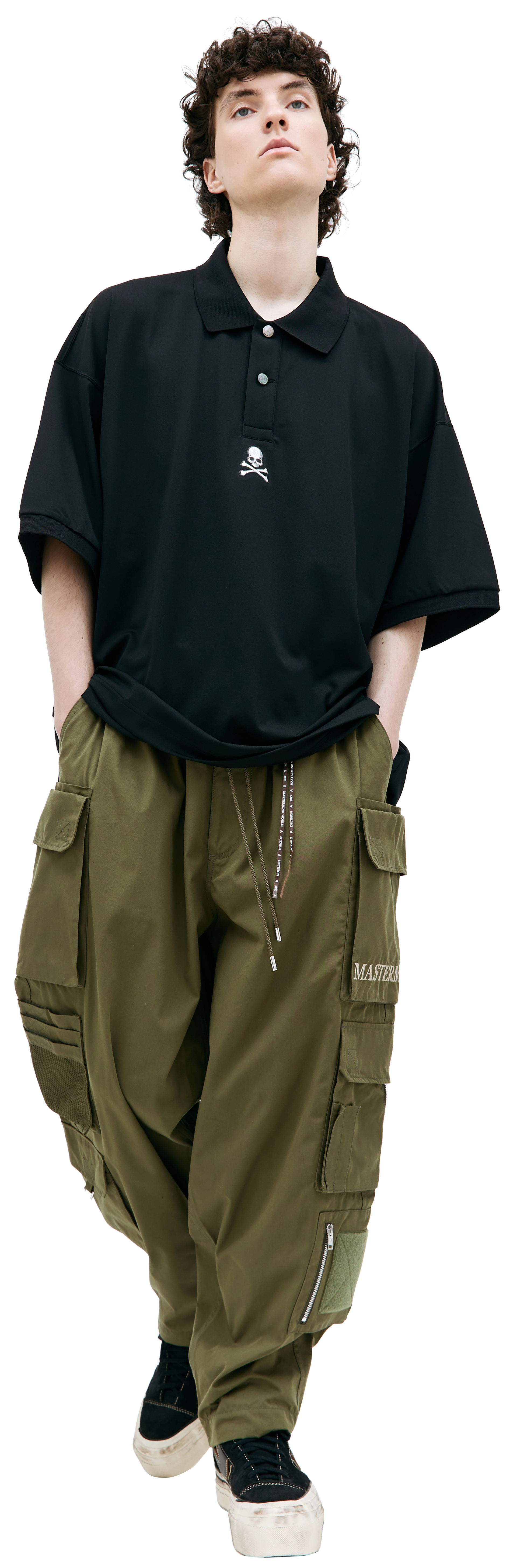 Mastermind WORLD Black embroidered polo