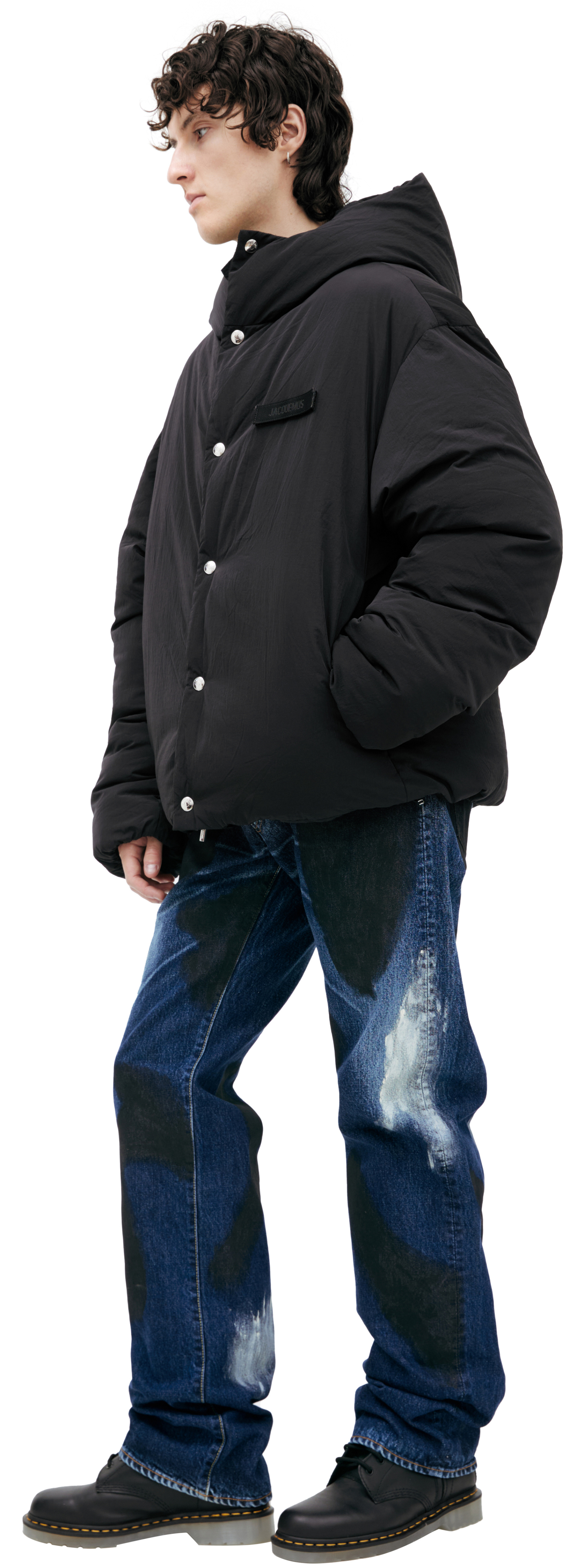 JACQUEMUS Black down jacket with logo