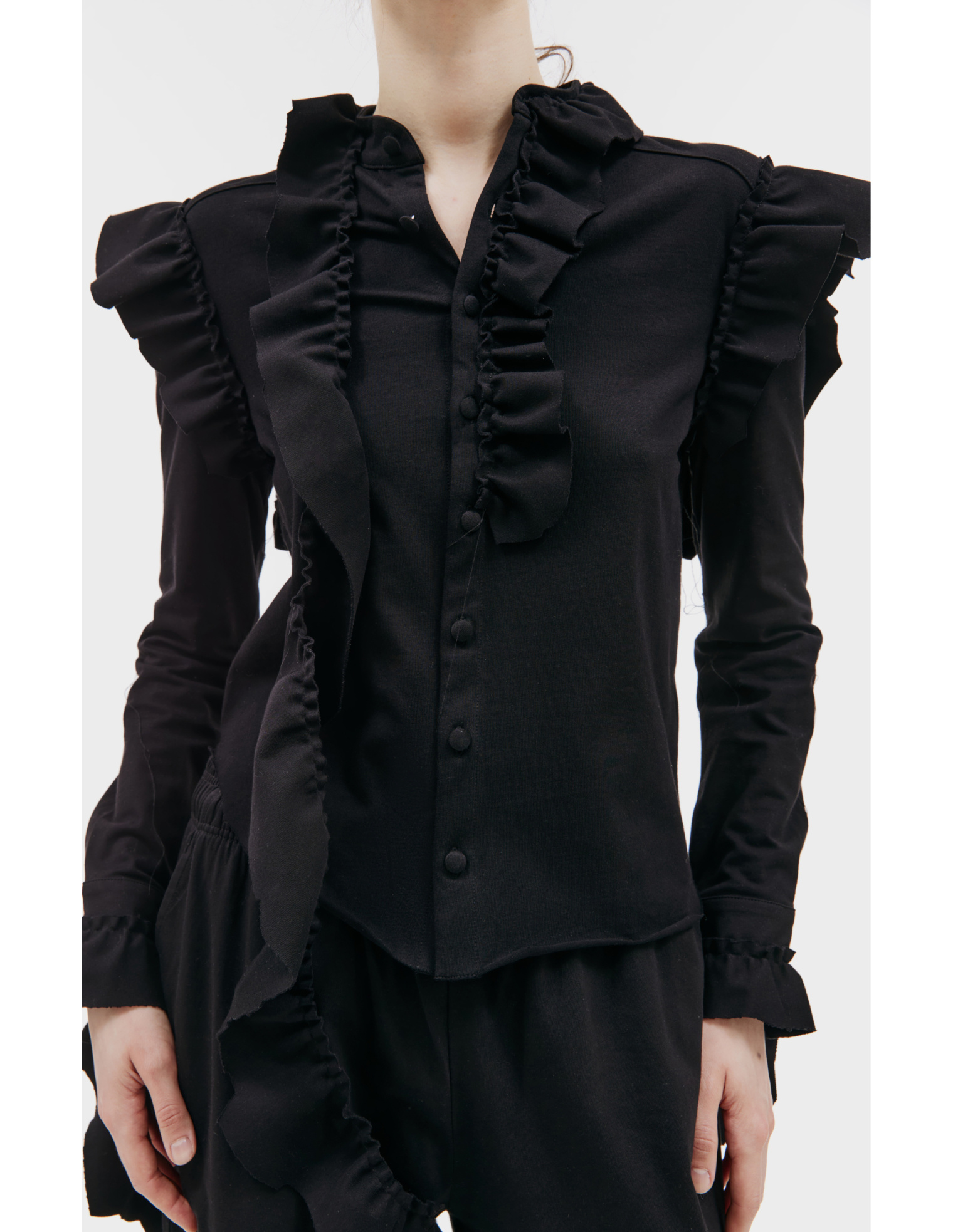 VETEMENTS Черная рубашка с рюшами