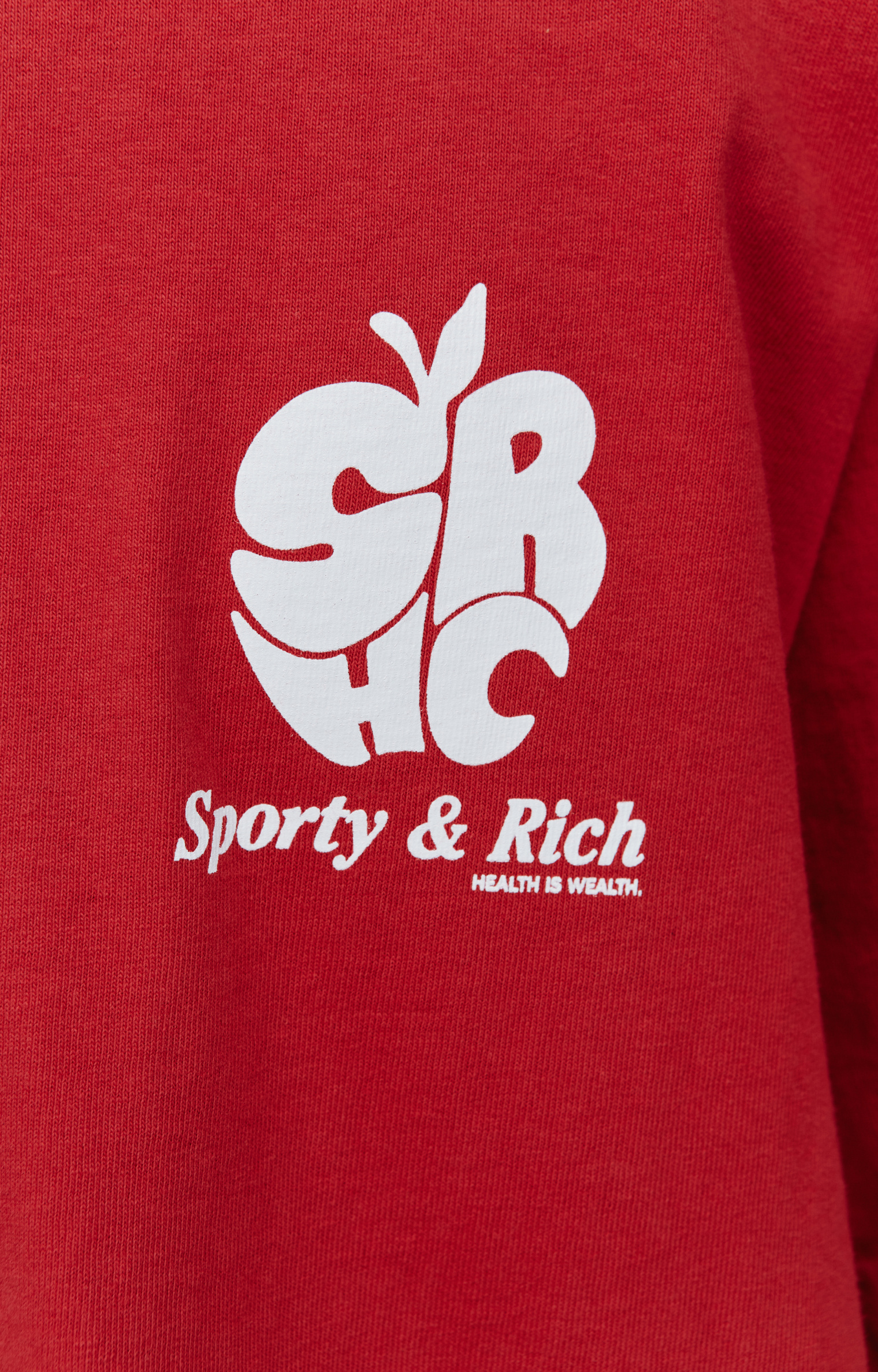 SPORTY & RICH Красная футболка с принтом Apple SRHC