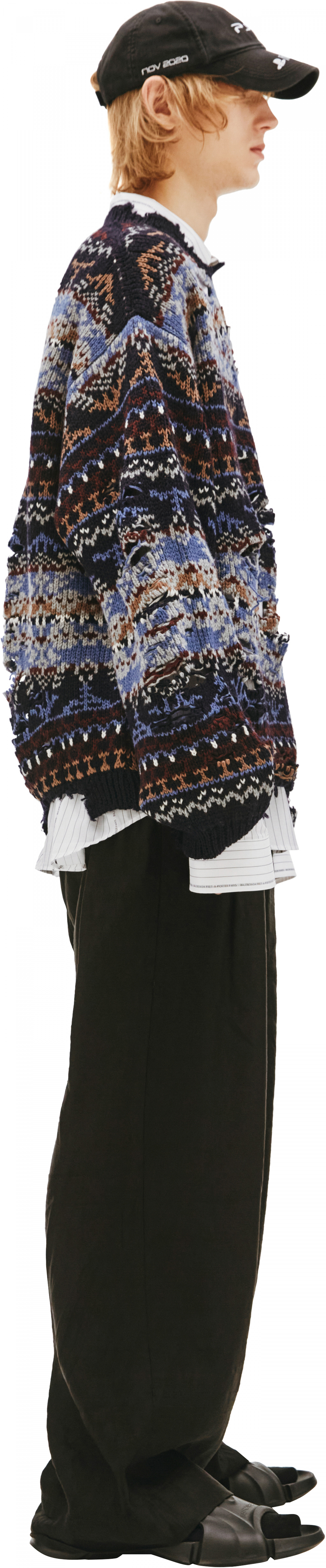 navy blue ripped sweater patterned 