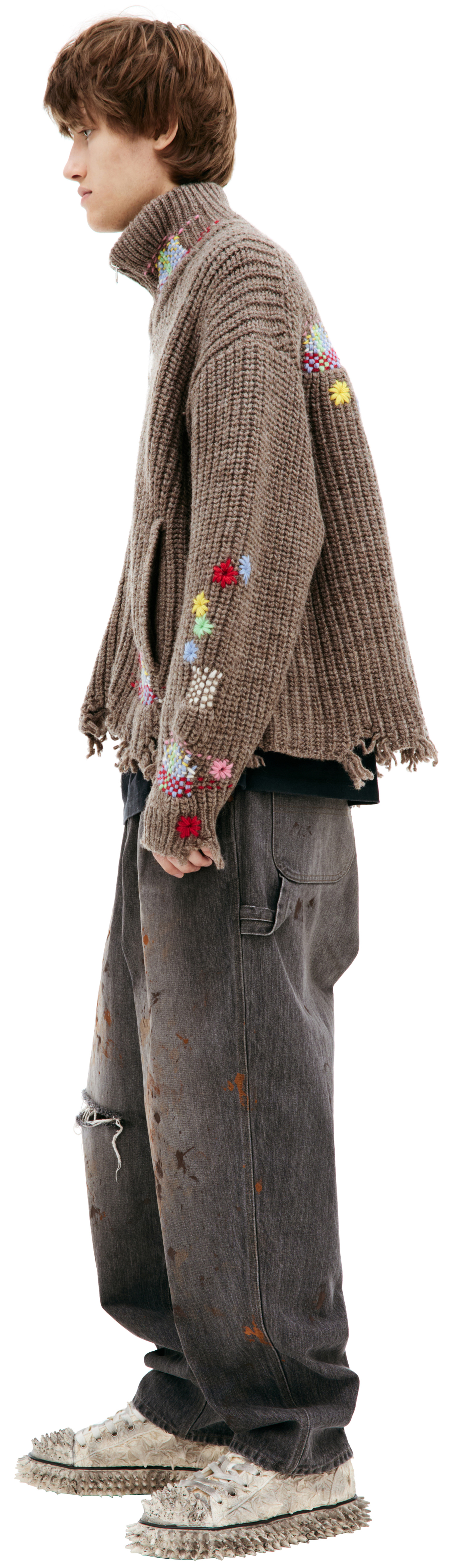 Doublet Wool sweater with floral embroidery