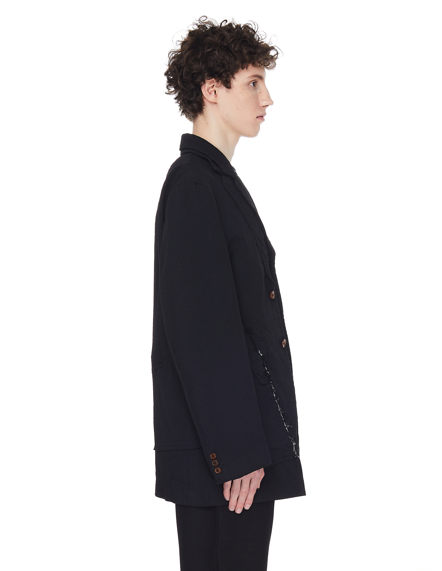 Comme des Garcons Homme plus Черный пиджак с необработанными краями