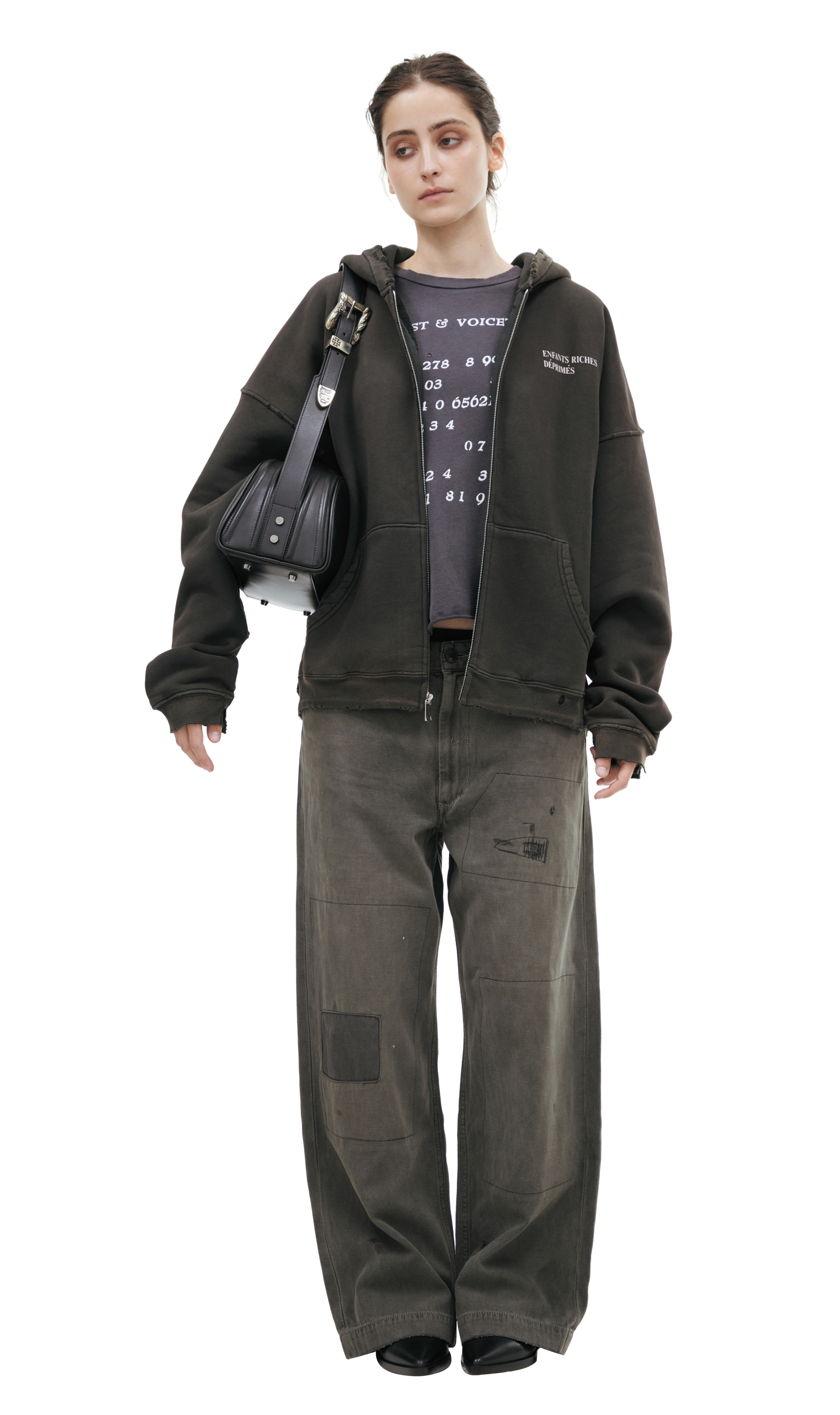 Enfants Riches Déprimés Dark grеy hoodie with distressed details