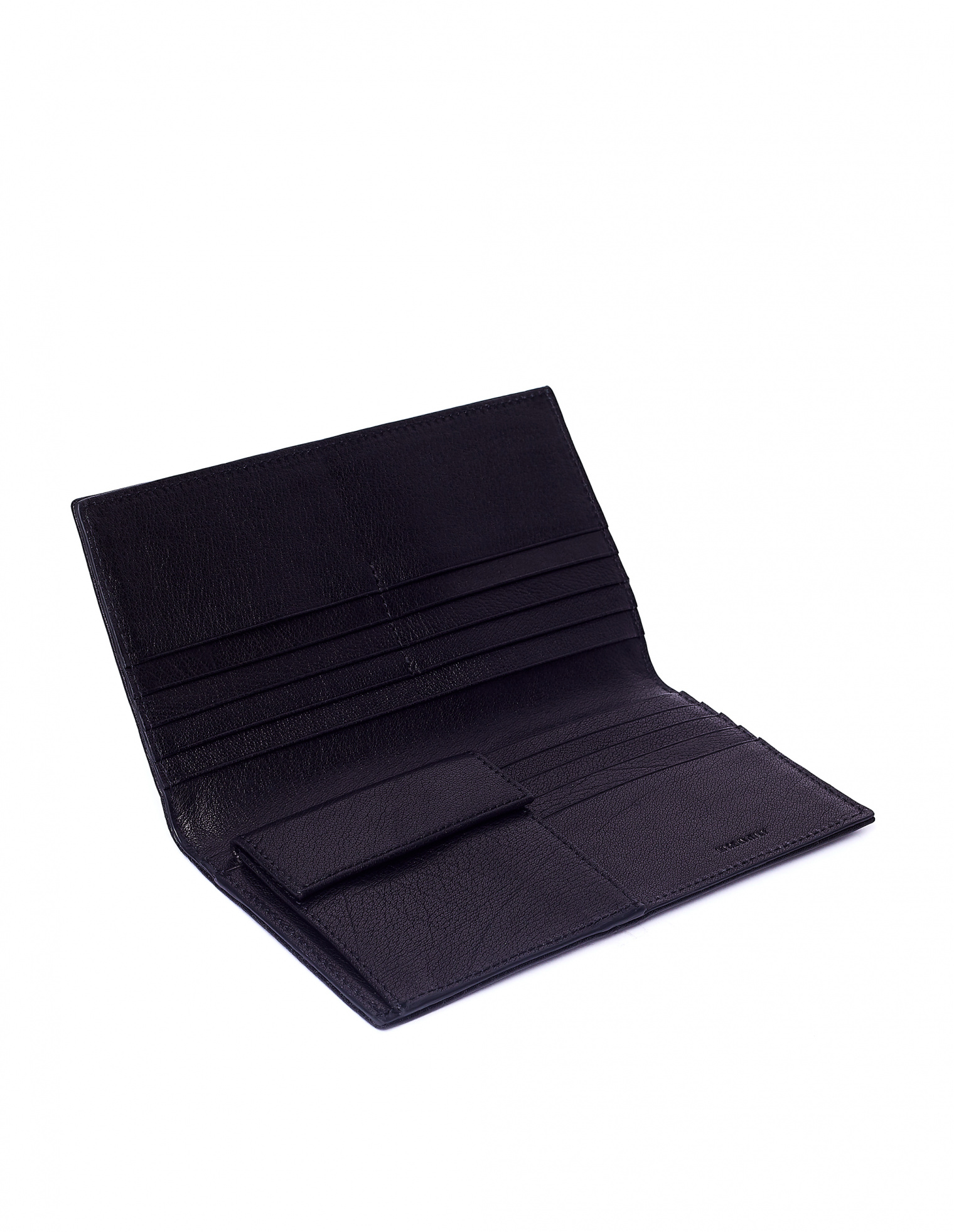 Ugo Cacciatori Black Grained Leather Long Pocket Wallet