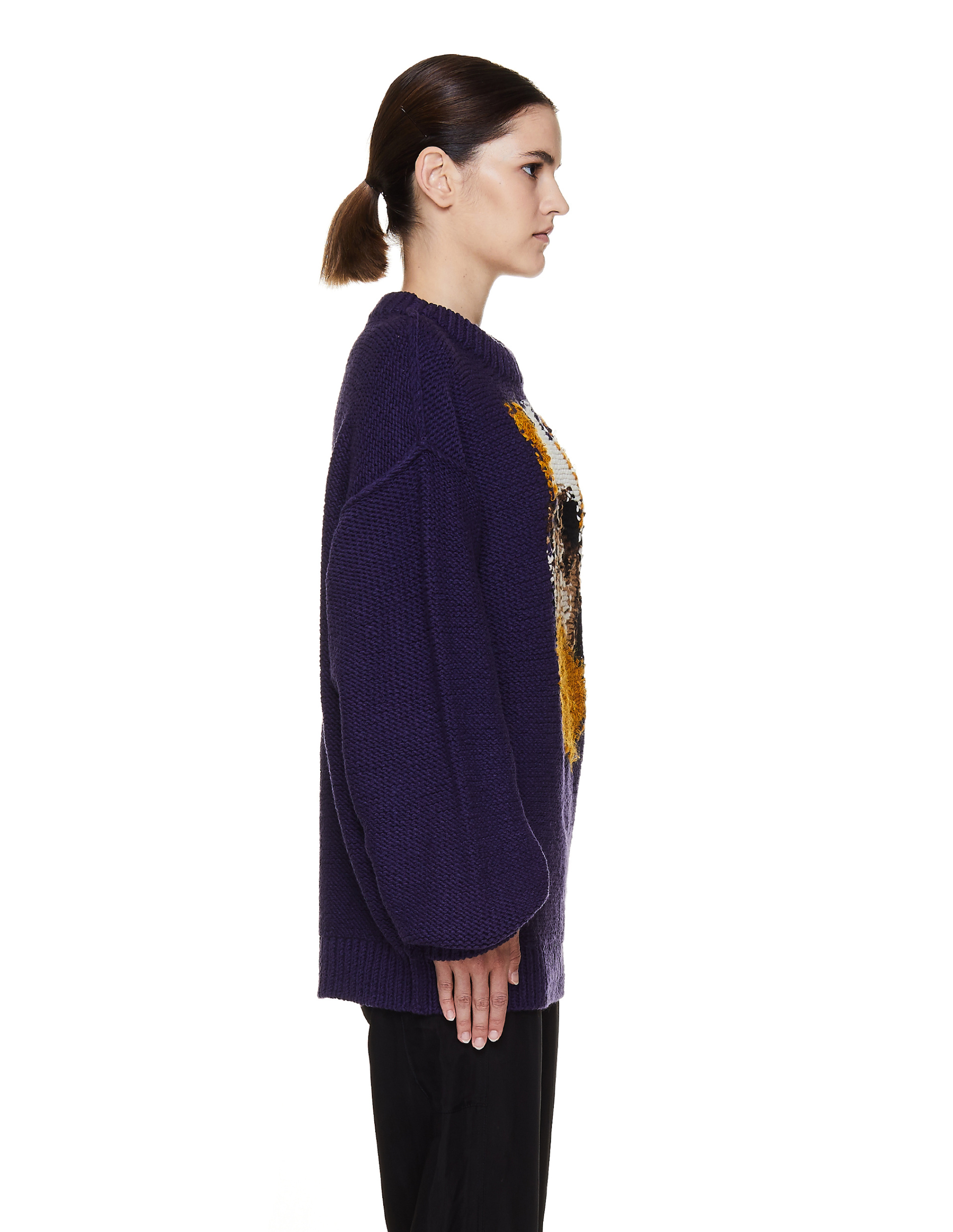 Doublet Purple Embroidered Wool Sweater