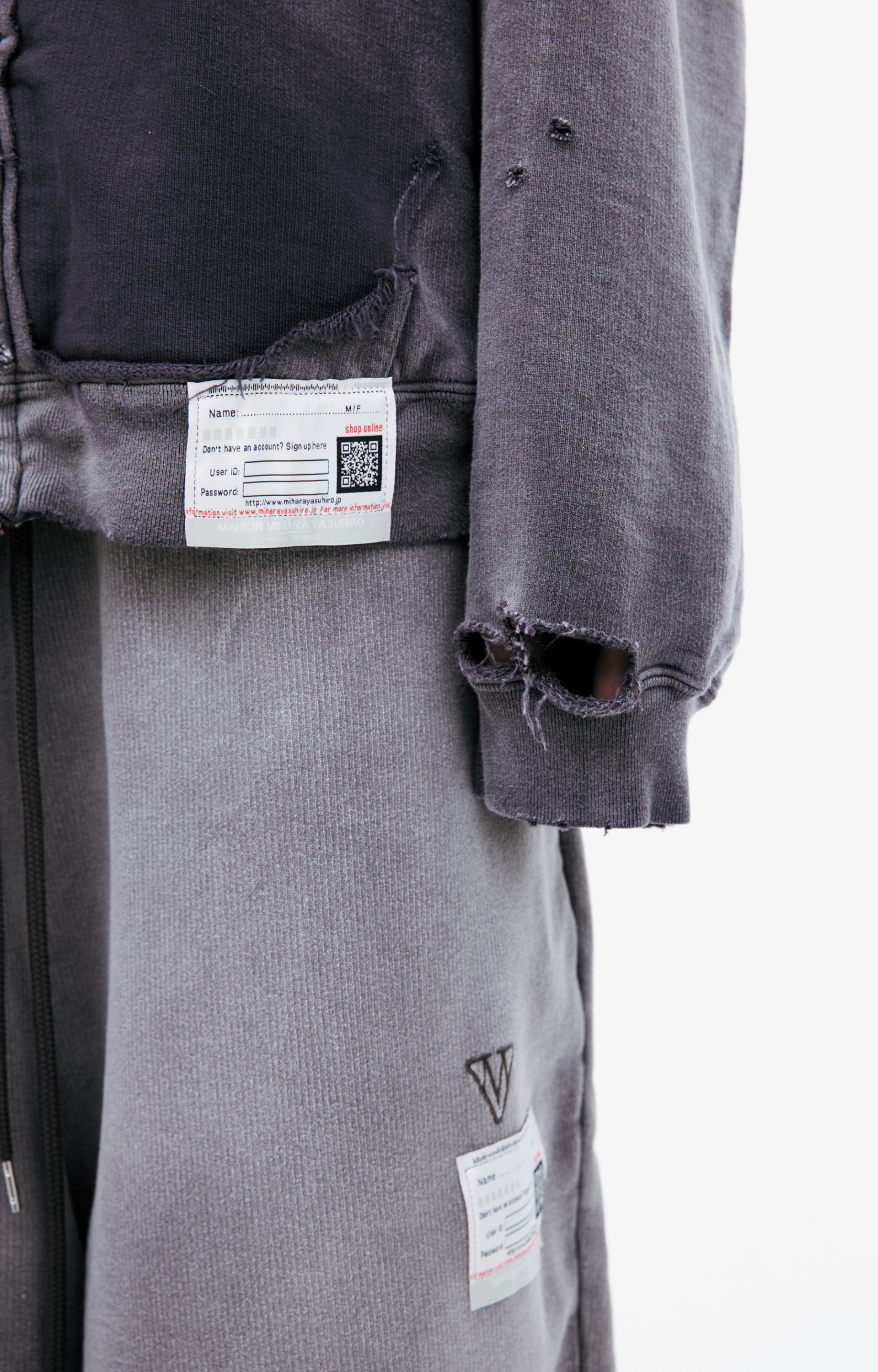 Maison Mihara Yasuhiro Grey zippered hoodie