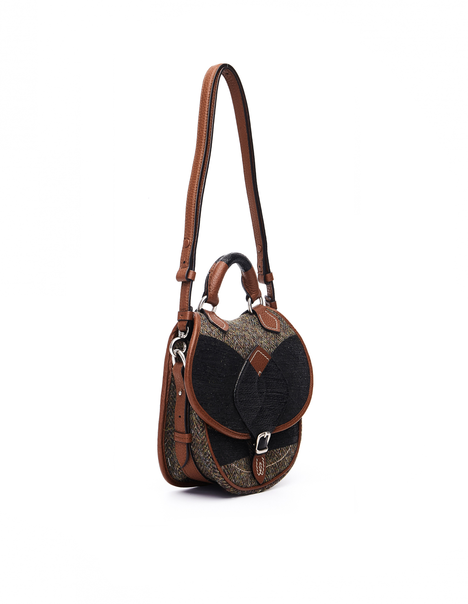 Maison Margiela Tweed and Leather Mini Bag-Slide