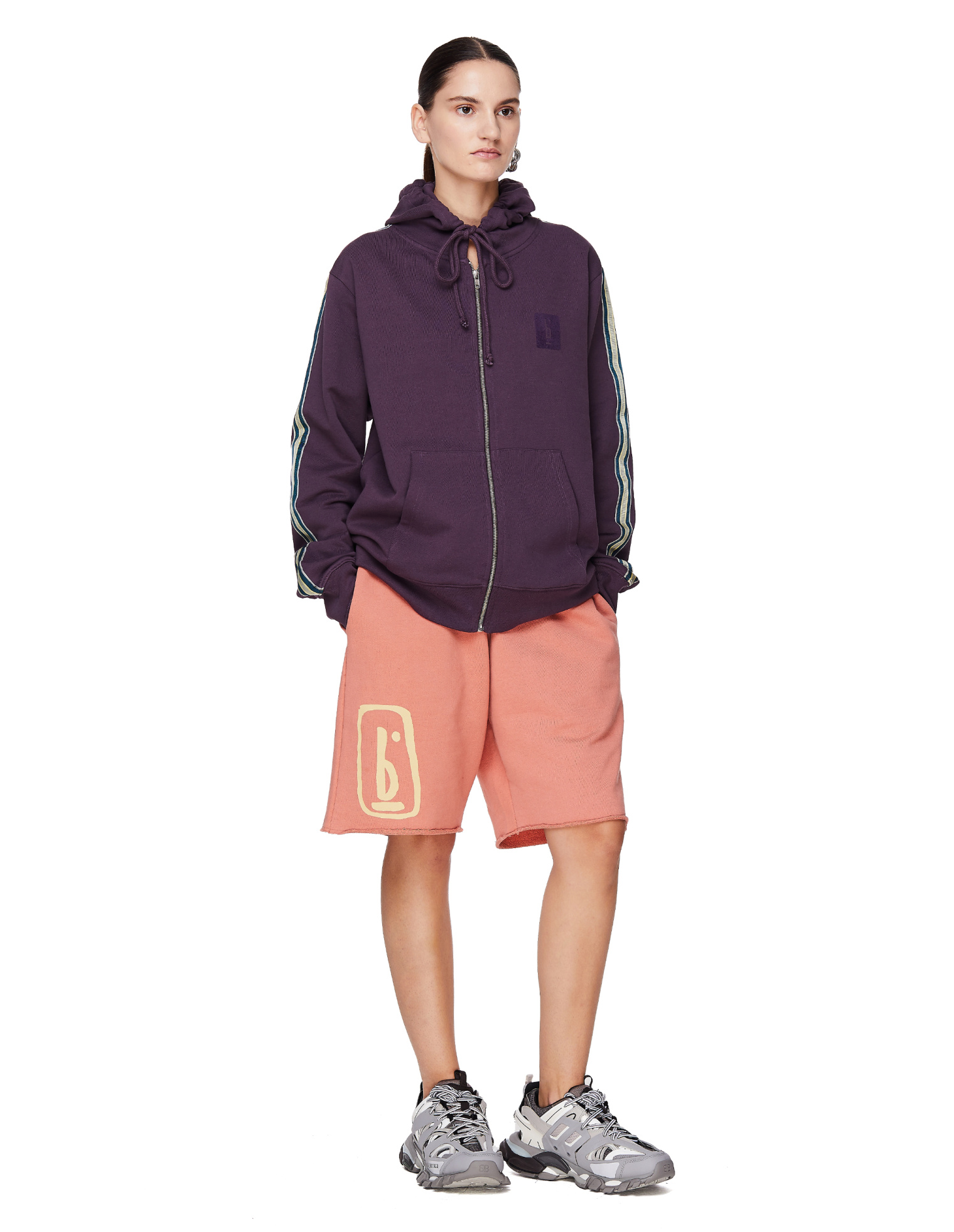 Pigalle Purple Cotton Zip-Up Hoodie
