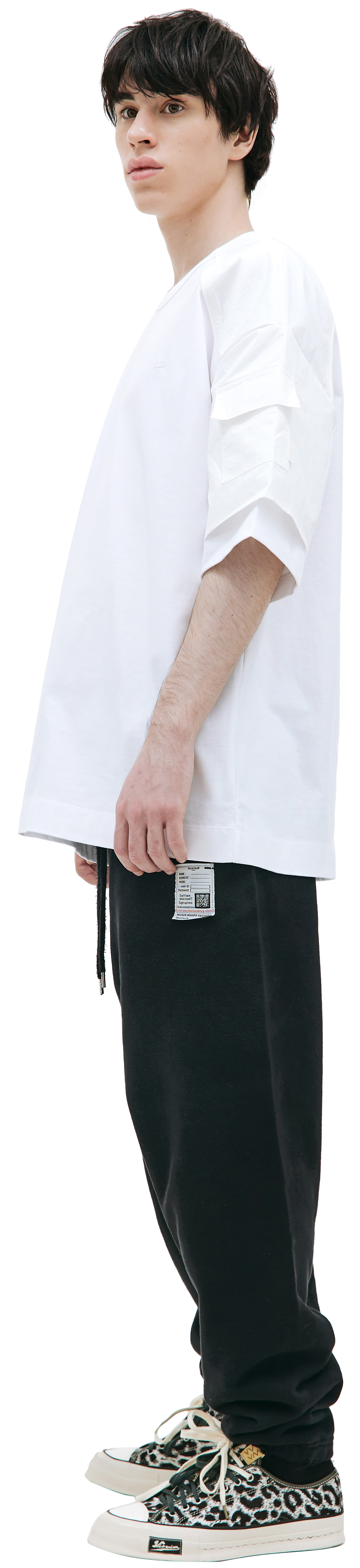 Juun.J Сontrast-sleeve embroidered t-shirt