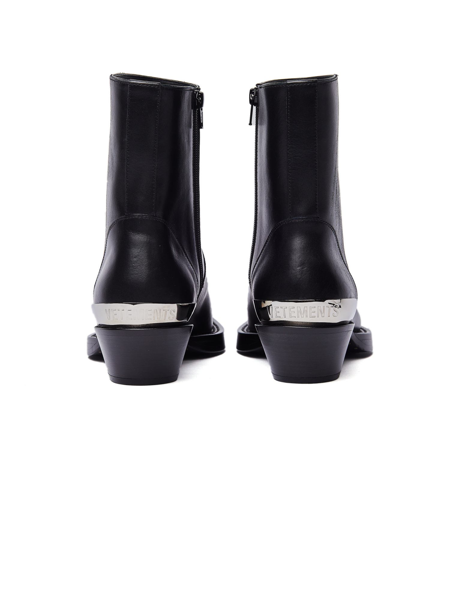 VETEMENTS Black Leather Cowboy Boots