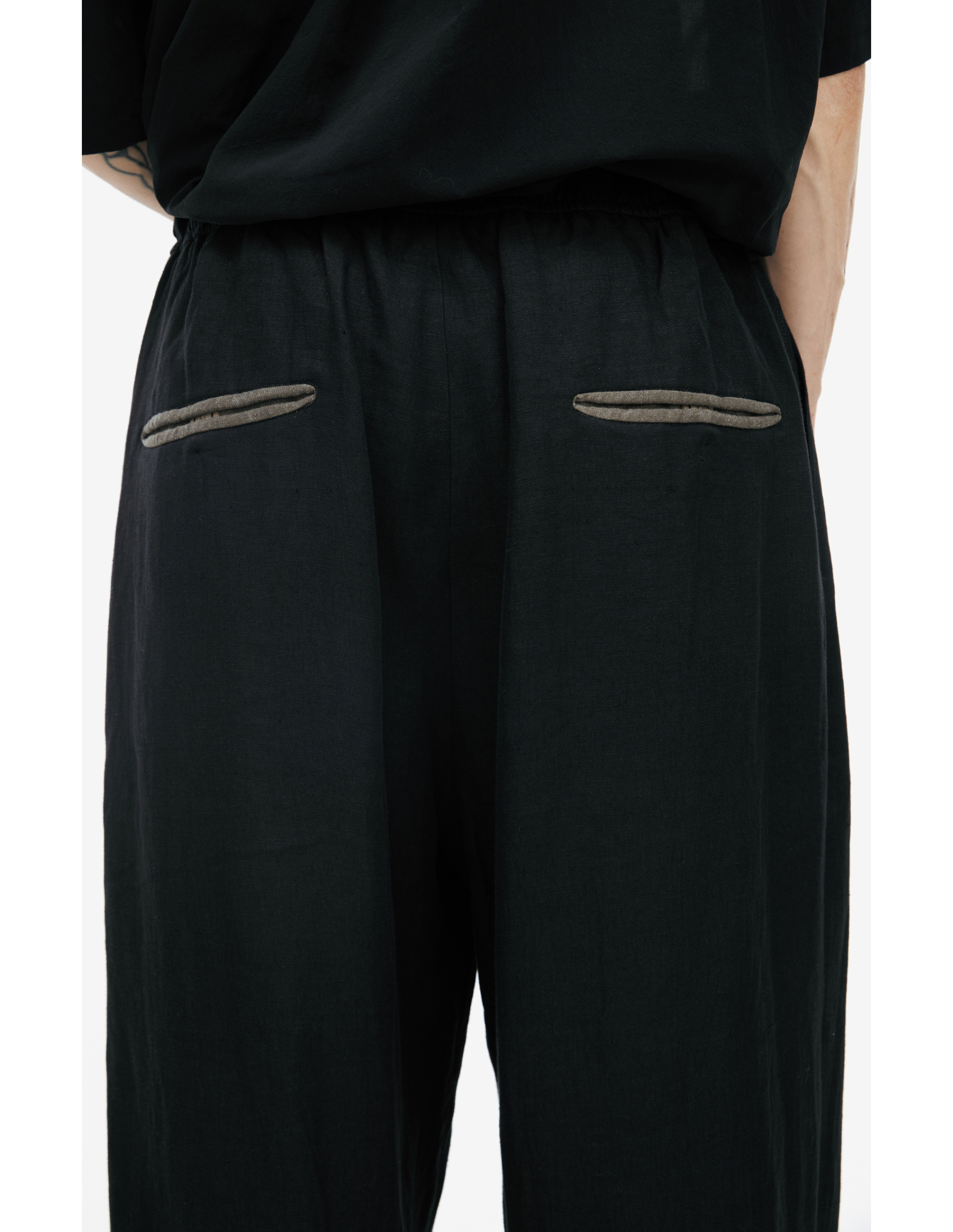 Ziggy Chen Брюки-0M2610519 DRAWSTRING TROUSERS свободного кроя, эластичный пояс с кулиской, черные