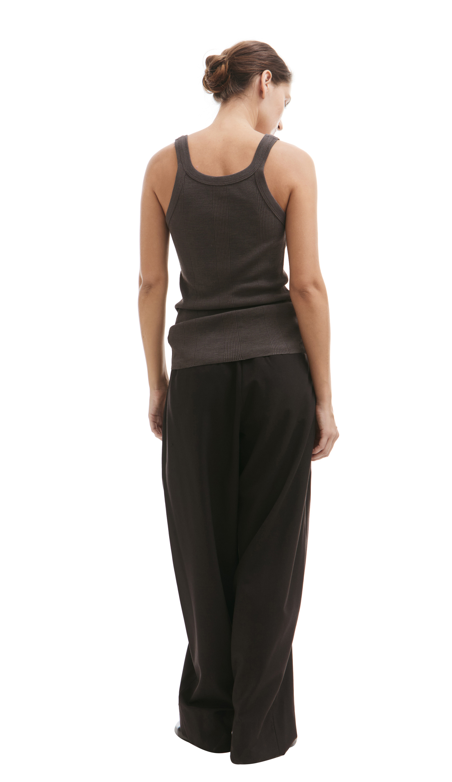 QUIRA Brown silk tank top