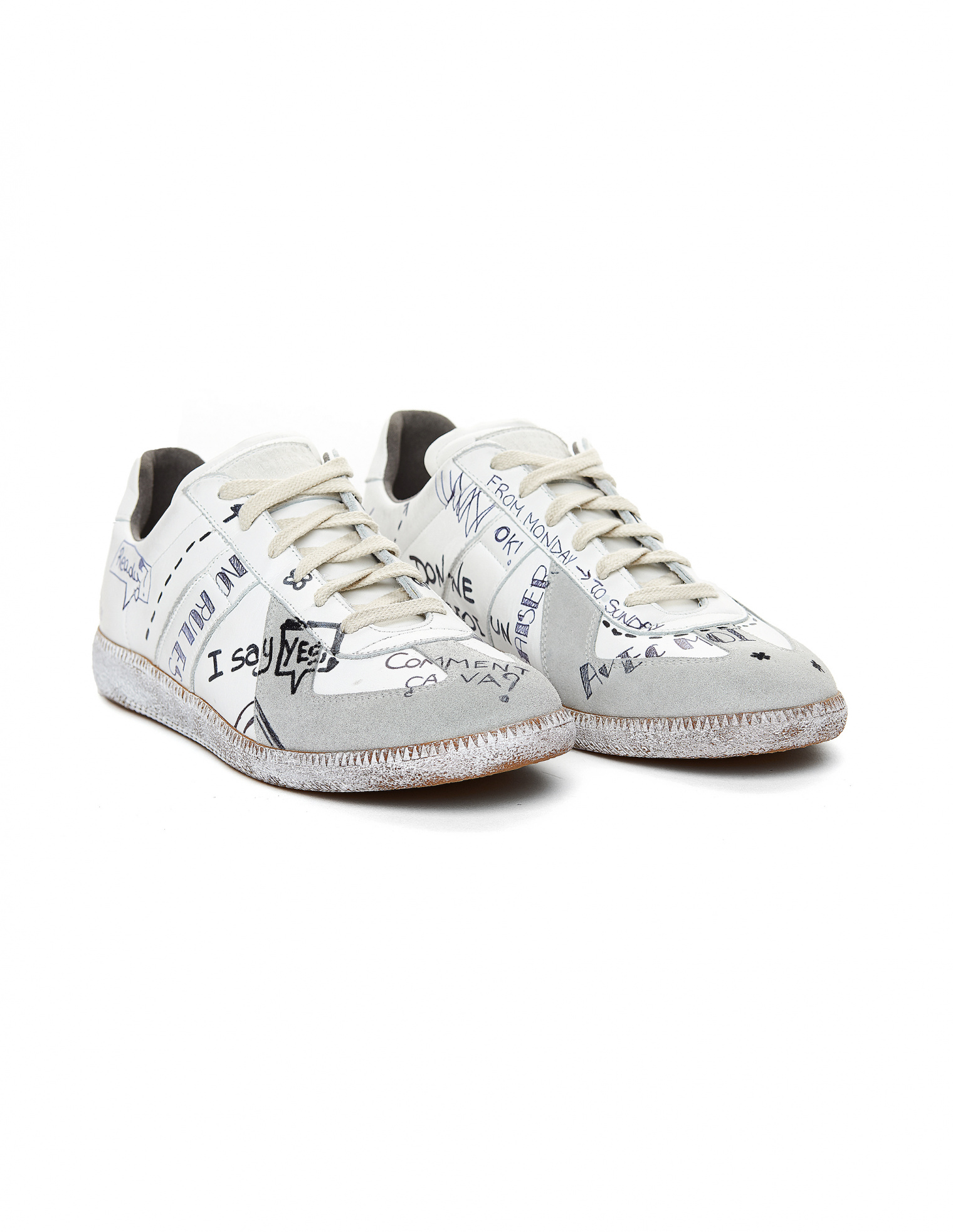 Buy Maison Margiela men white graffiti leather replica sneakers for €550  online on SV77, S57WS0355/P3568/H8283