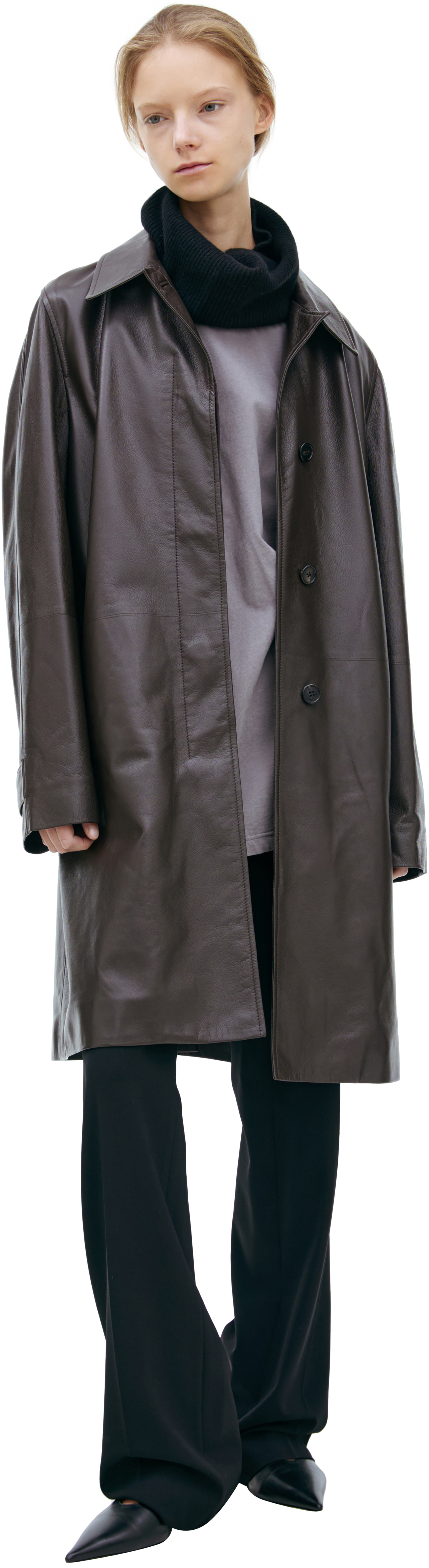 The Row Brown leather coat
