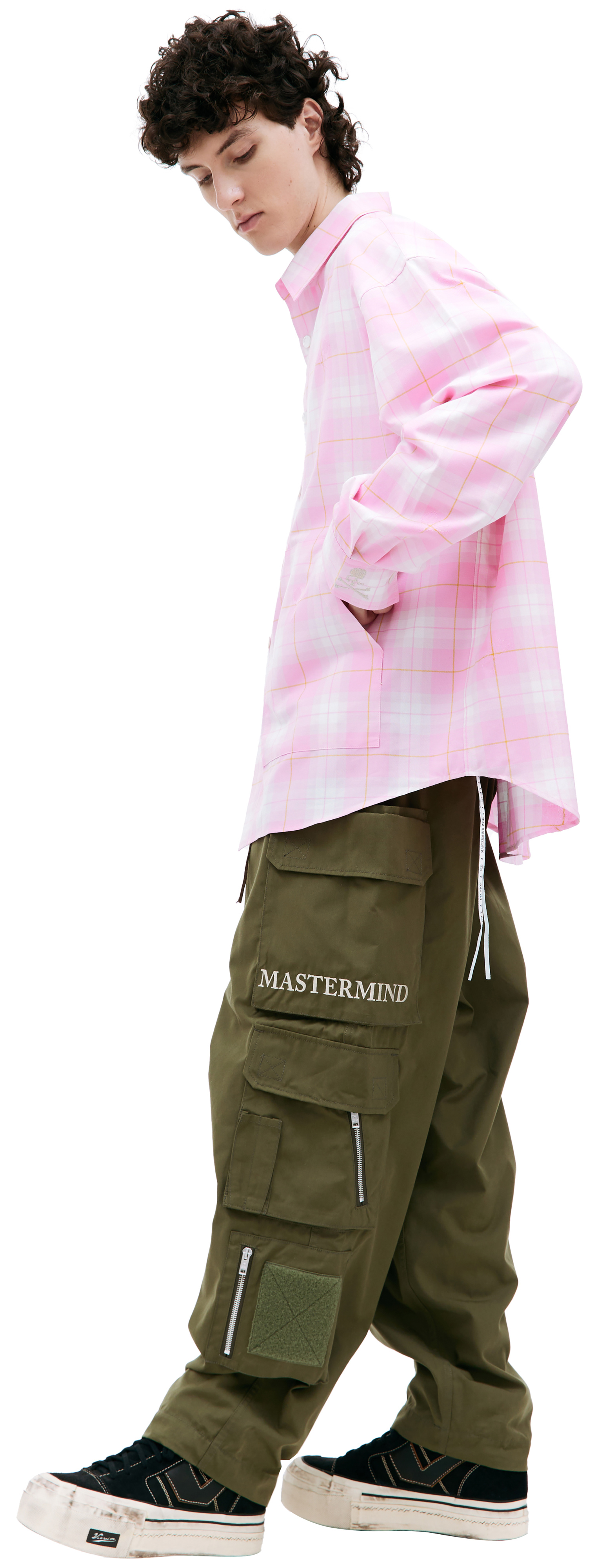 Mastermind WORLD Embroidered plaid shirt