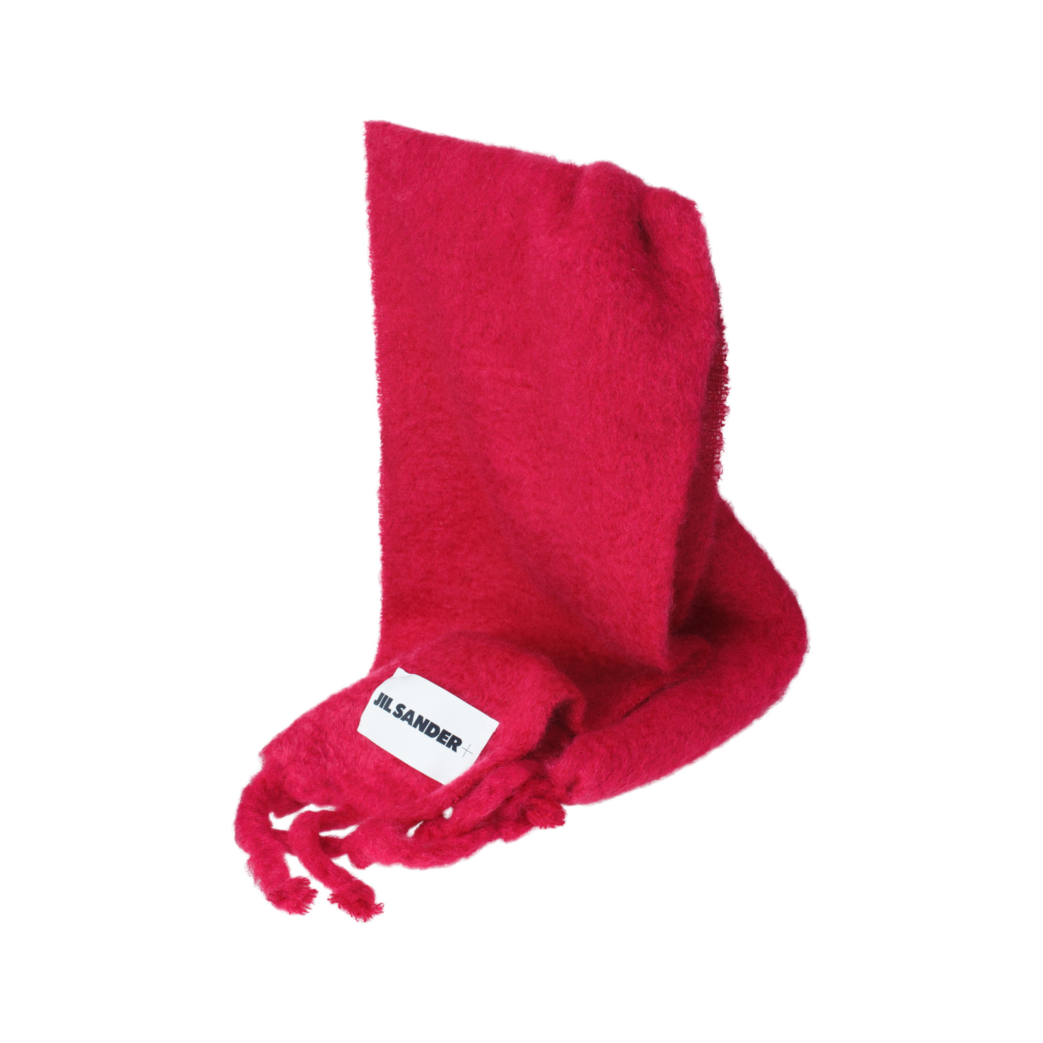 Jil Sander Red mohair knitted scarf